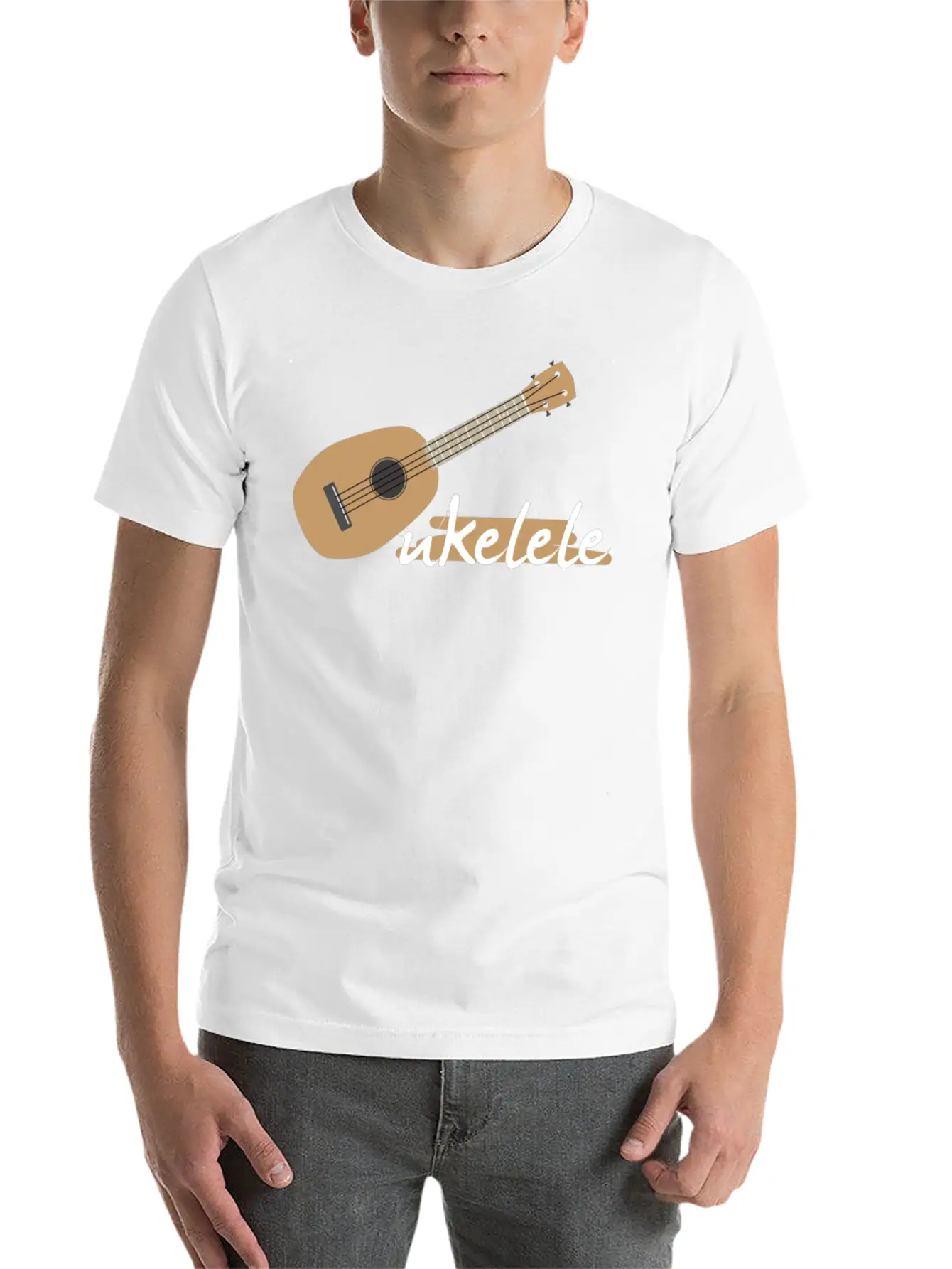 Ukelele Player Music Musical Instrument Musician Unisex Short Sleeve Soft Cotton T-Shirt – Casual Everyday Wear