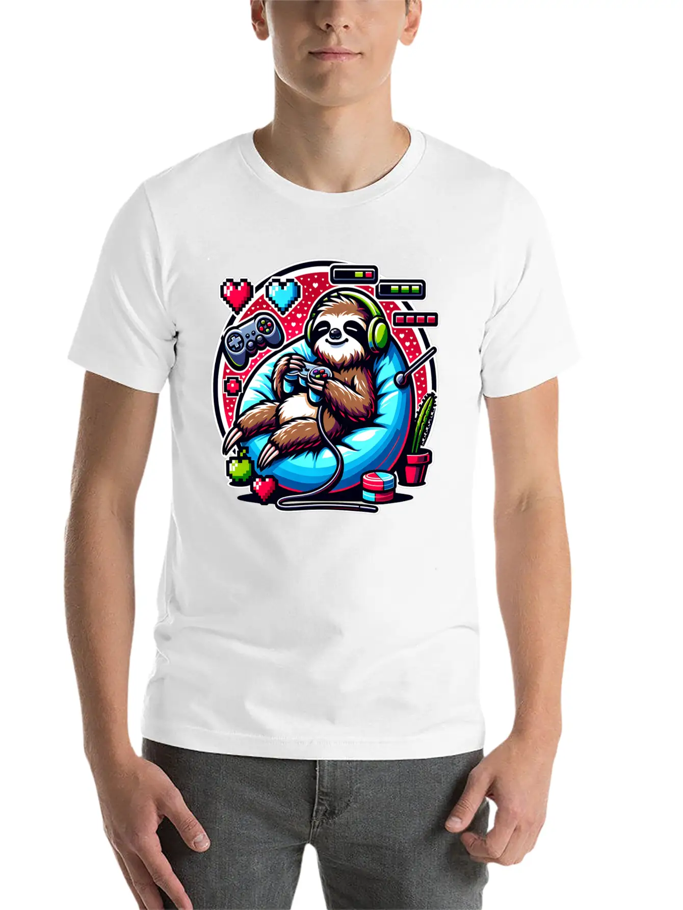 Ultimate Gaming Sloth Relaxation Basic Graphic T-Shirt – Daily Comfort In Soft Cotton