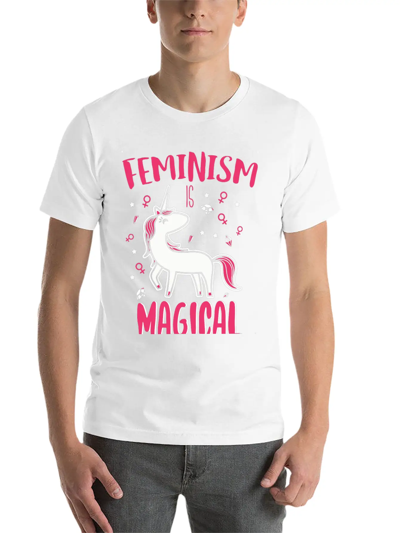 Unicorn - Feminism Is Magical Unisex Casual T-Shirt – Clean Design For Daily Comfort