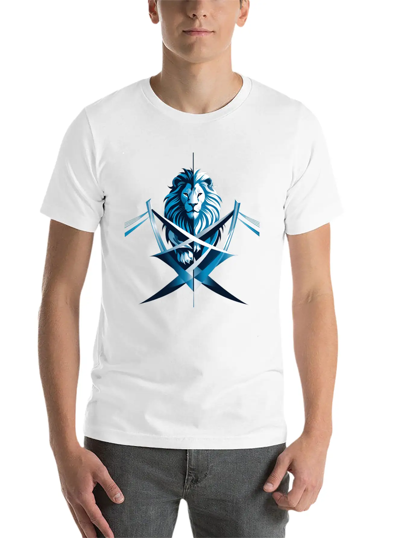 Unity Emblem: Lion And Bridge Intertwined Comfortable Minimalist Graphic Tee – Summer Style Essential