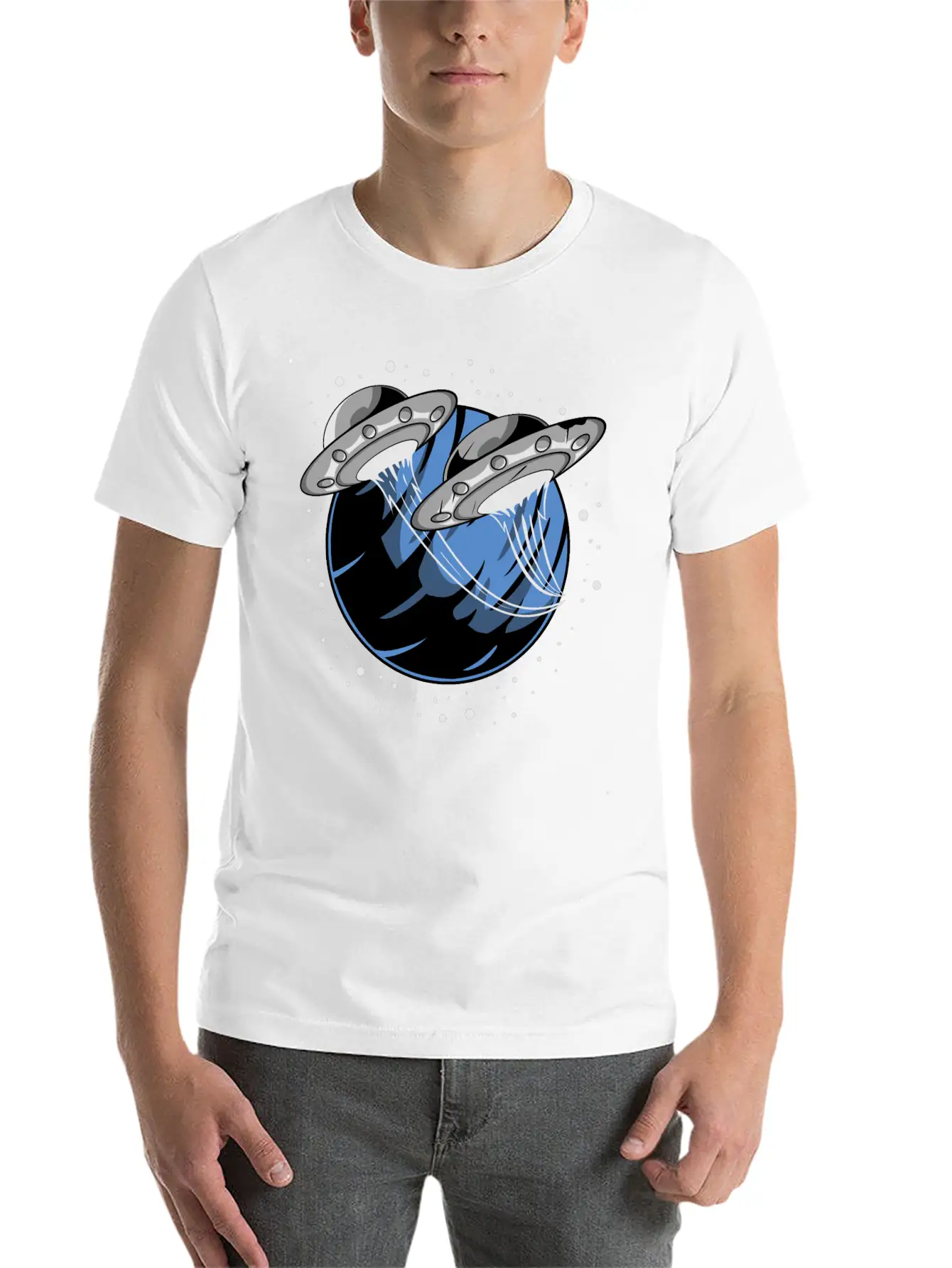 Universe UFO Flying Saucers Comfortable Minimalist Graphic Tee – Summer Style Essential