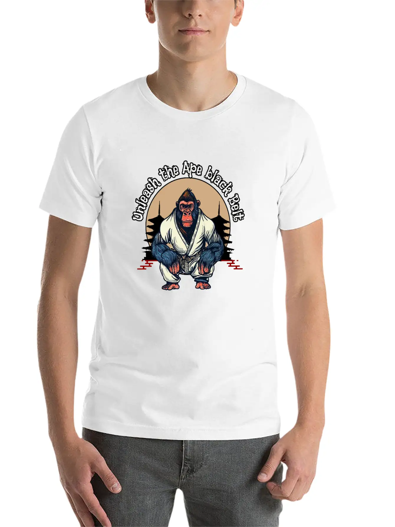 Unleash The Ape Black Belt Comfortable Minimalist Graphic Tee – Summer Style Essential
