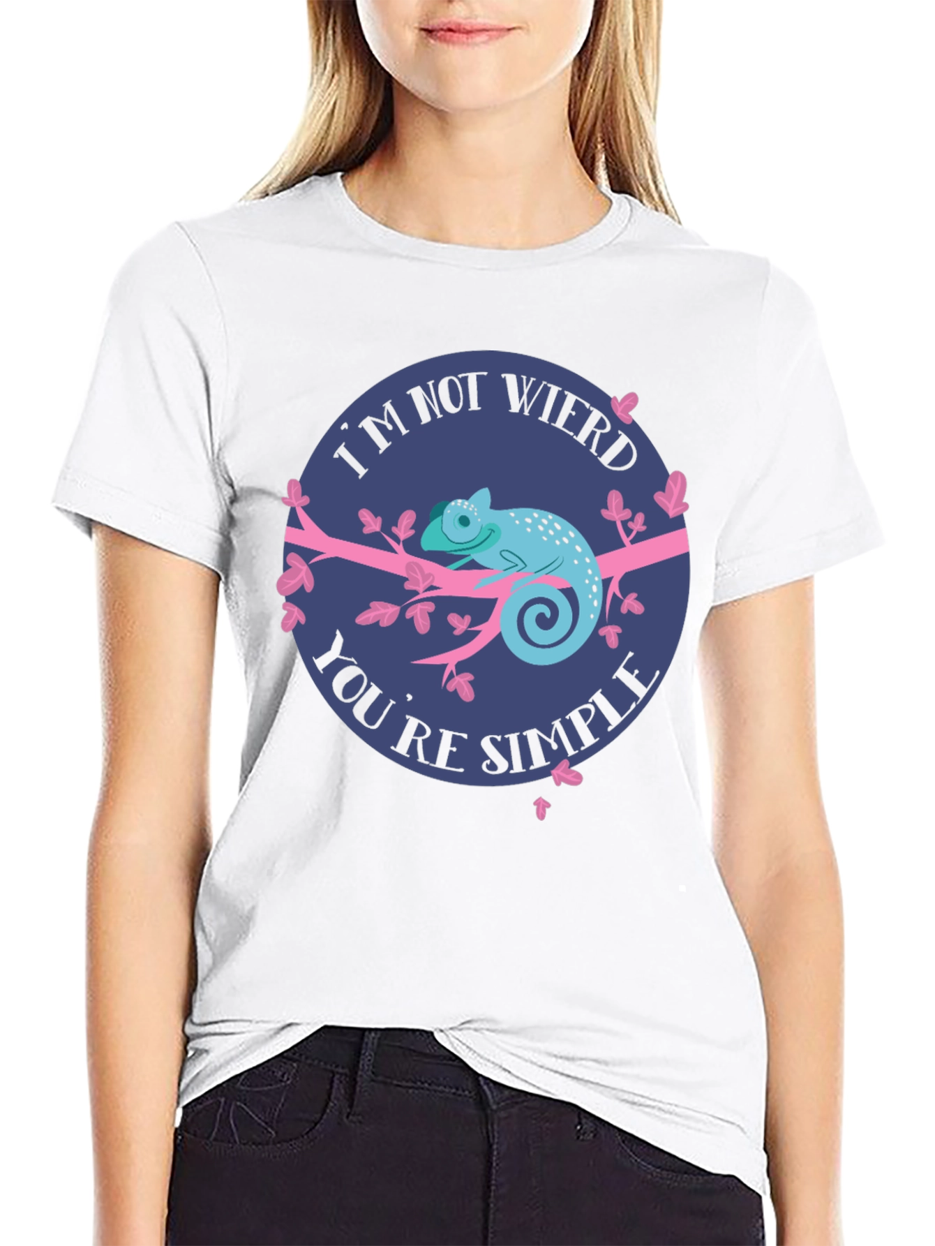 Funny Chameleon Graphic Tee - Im Not Weird