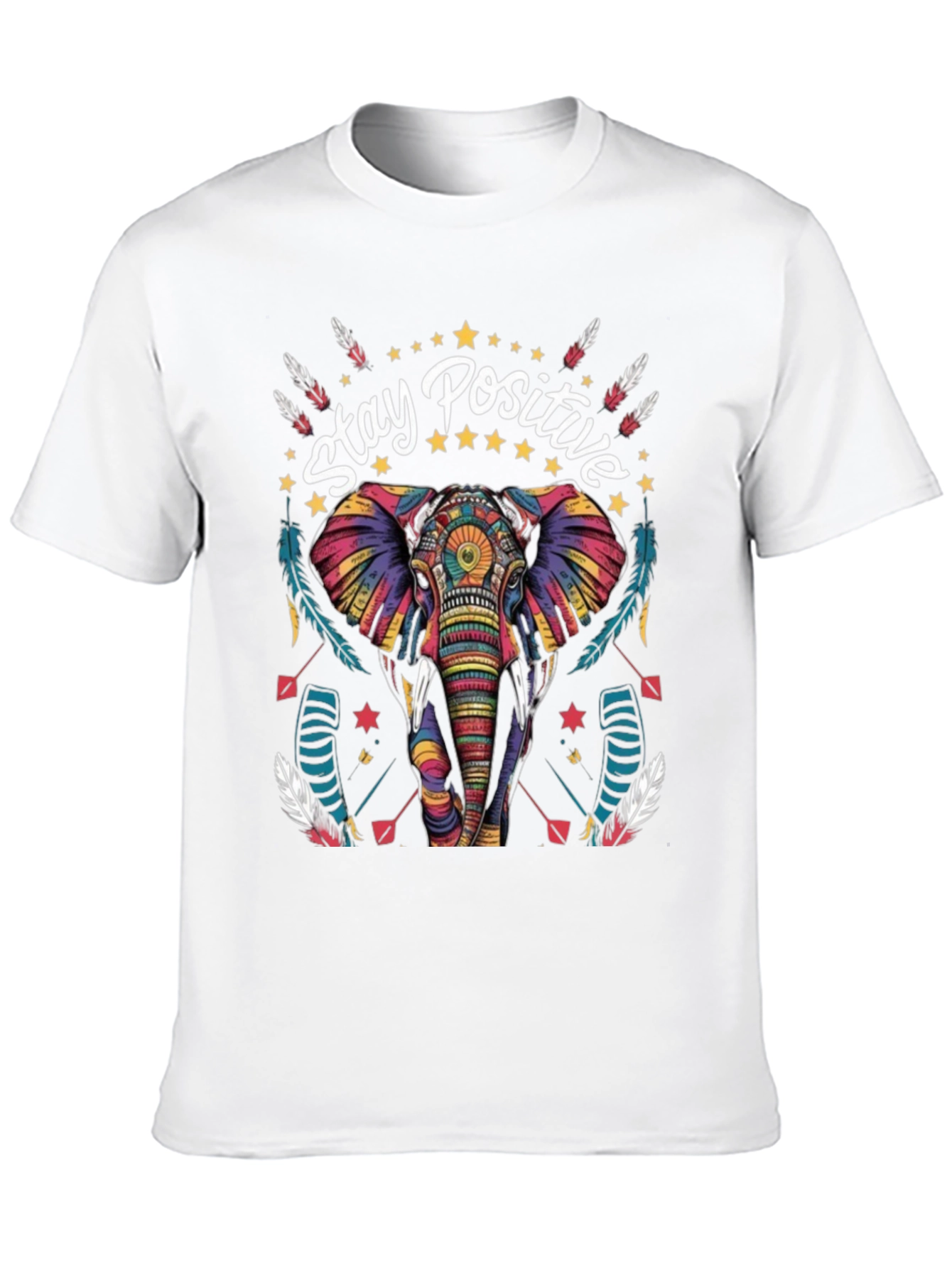 Stay Positive Elephant Graphic Tee - Stylish Comfort