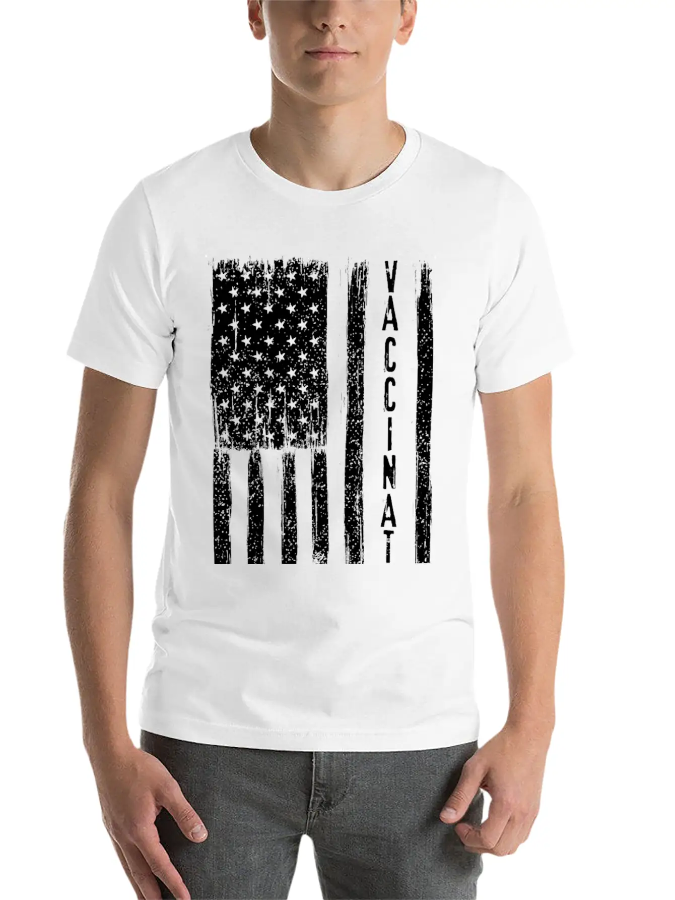 Vaccinated Grunge American Flag Basic Graphic T-Shirt – Daily Comfort In Soft Cotton