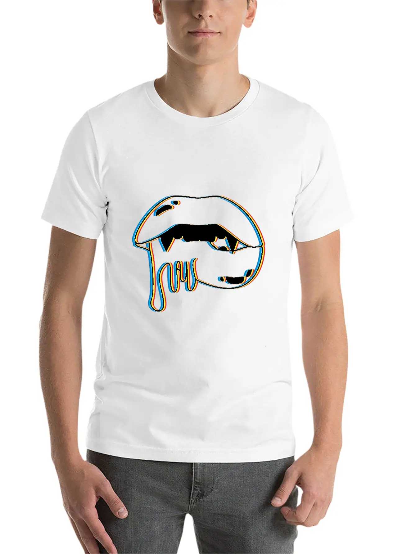 Vampire Mouth Gift | Trippy Halloween Costume Idea Unisex Short Sleeve Soft Cotton T-Shirt – Casual Everyday Wear