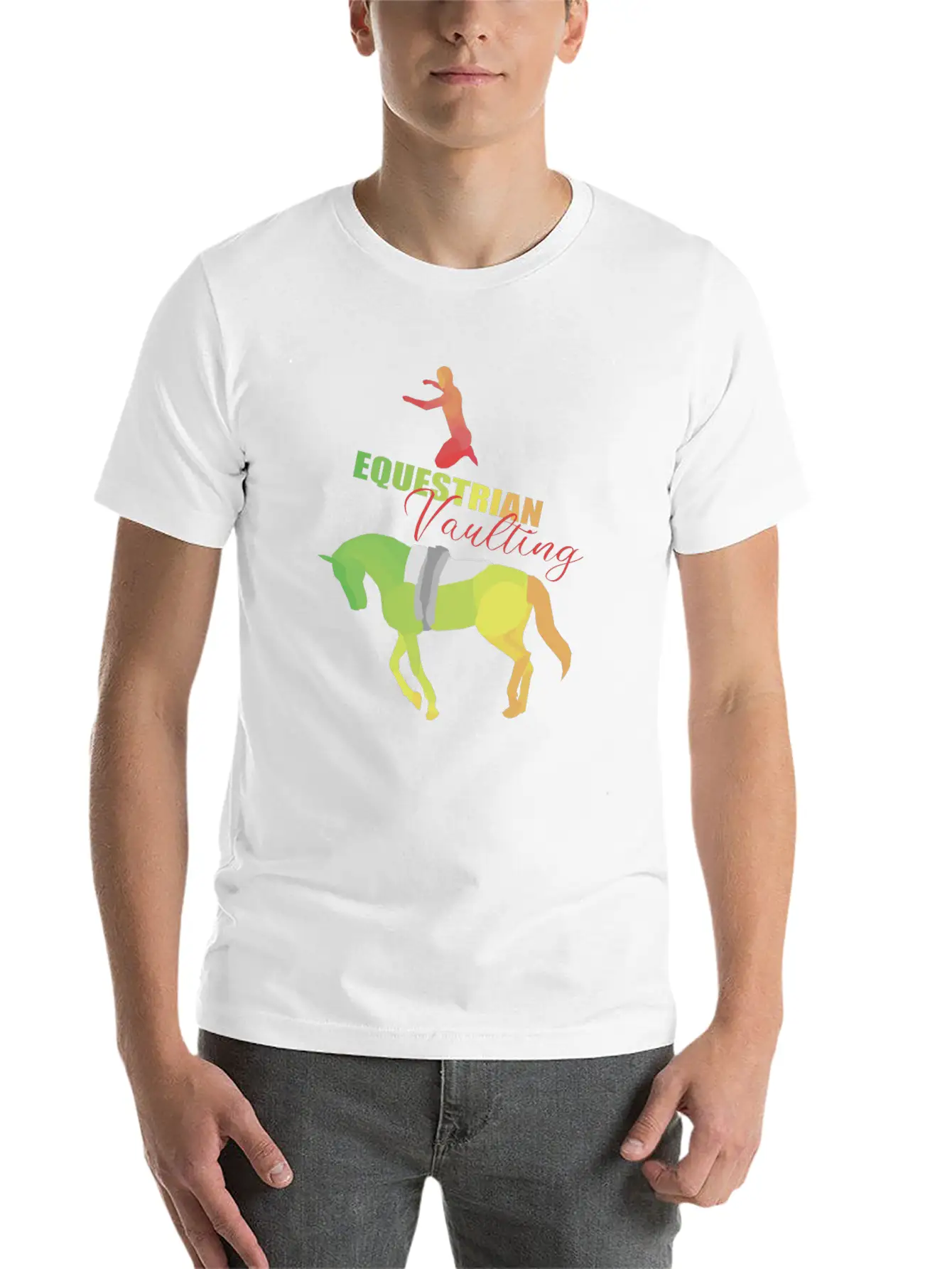Vaulting Horse Unisex Short Sleeve Soft Cotton T-Shirt – Casual Everyday Wear