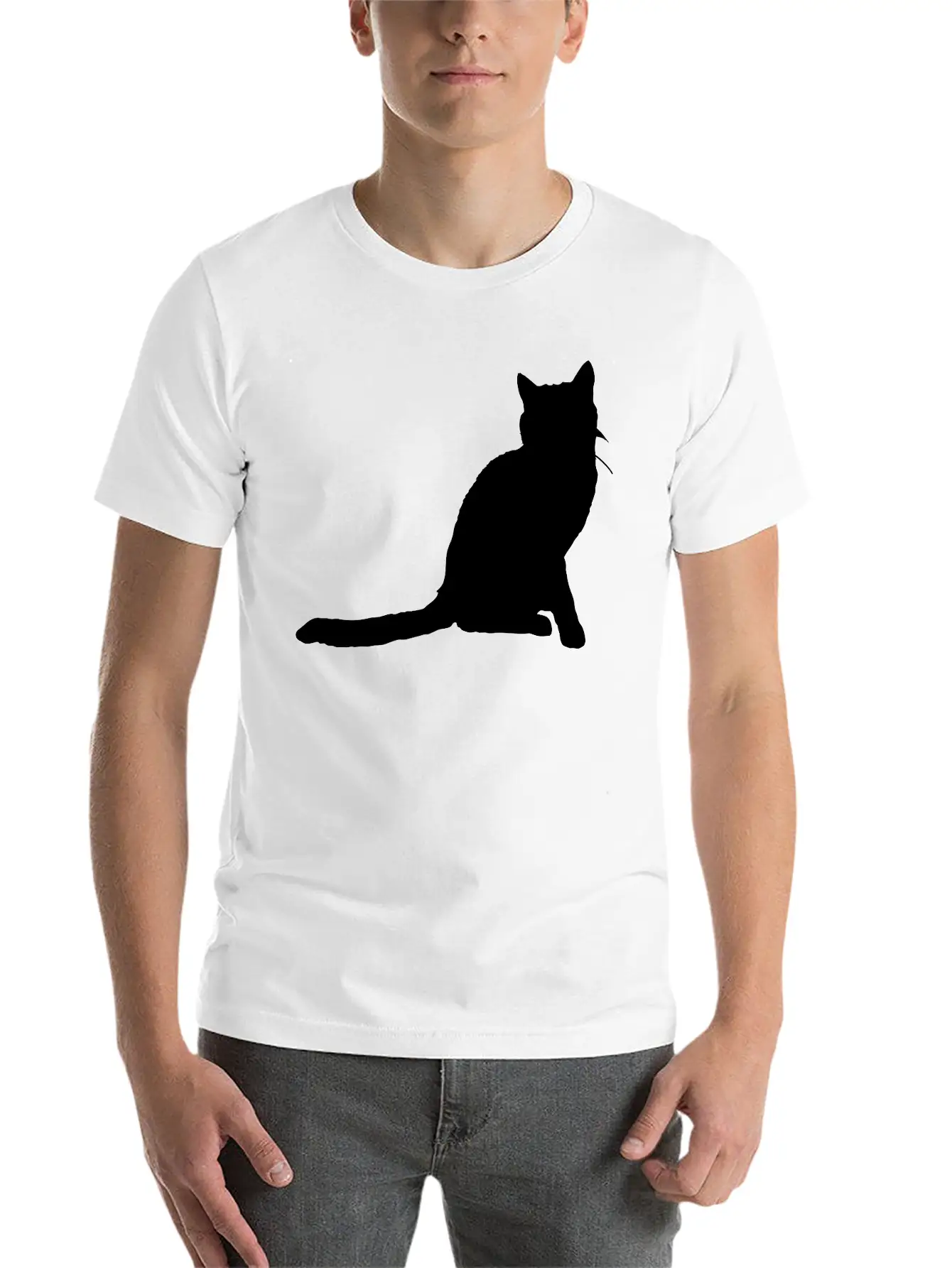 Vector Cat Silhouette Stylish Everyday T-Shirt – Unisex Basic Cotton Tee