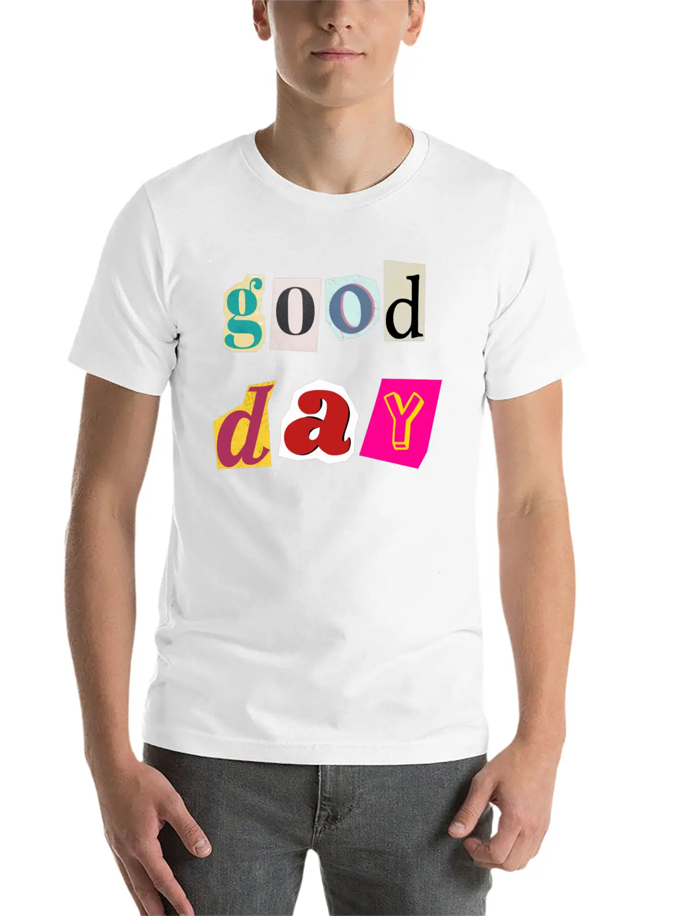 Vibrant Day Collage Comfortable Minimalist Graphic Tee – Summer Style Essential