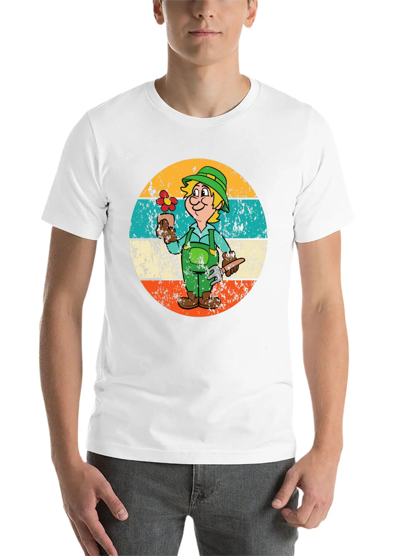 Vintage Retro Flower Gardener Gardening Garden Basic Graphic T-Shirt – Daily Comfort In Soft Cotton