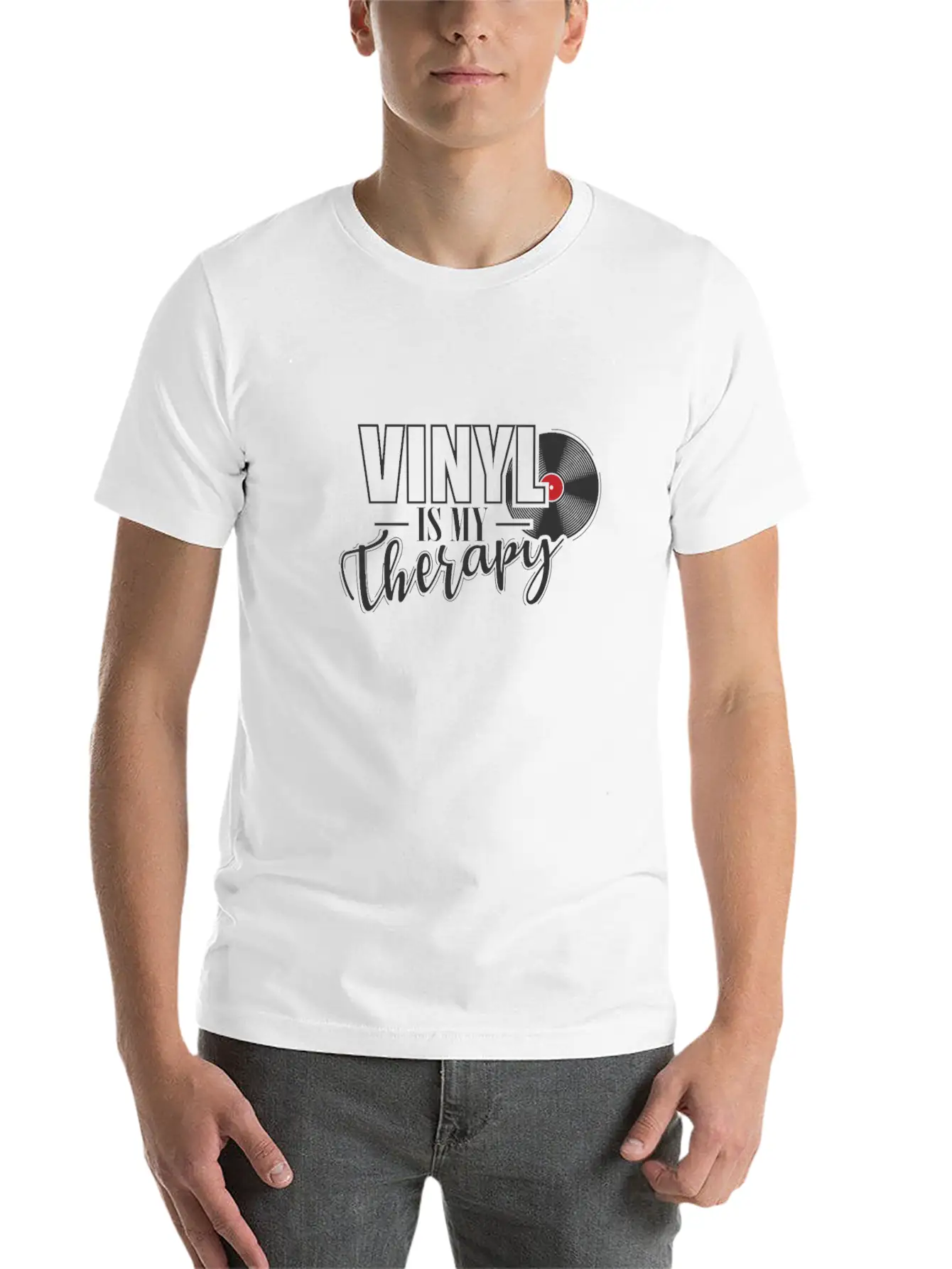 Vinyl Is My Therapy Vinyl Record Music Basic Graphic T-Shirt – Daily Comfort In Soft Cotton