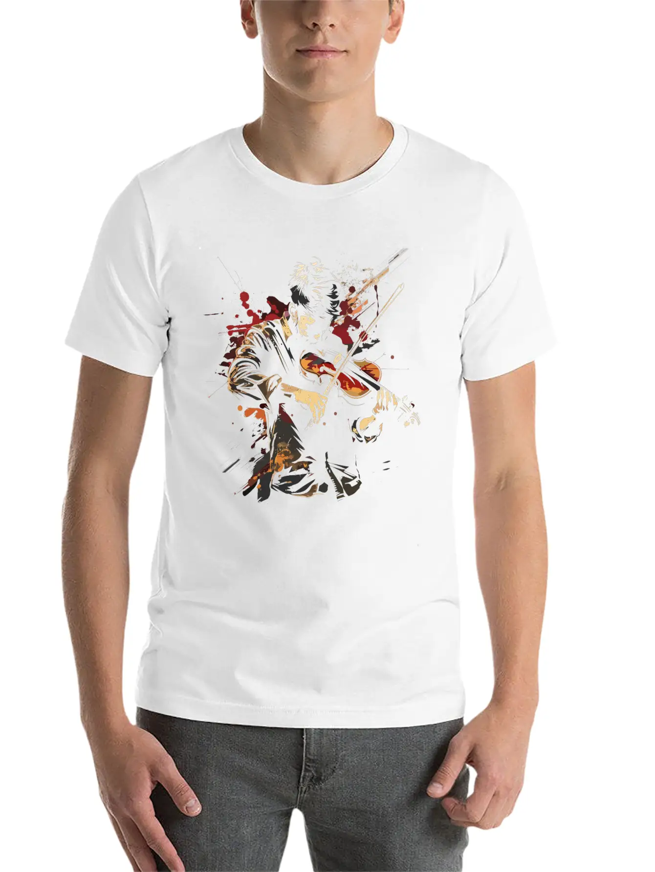 Violin Guy Comfortable Minimalist Graphic Tee – Summer Style Essential