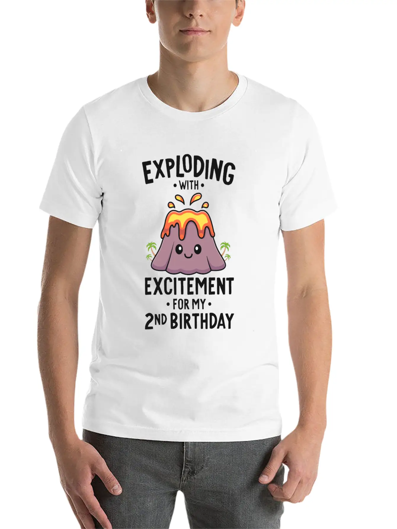 Volcano Birthday Party 2nd Birthday 2 Years Old Timeless Short Sleeve Tee – Comfy And Minimalist Design