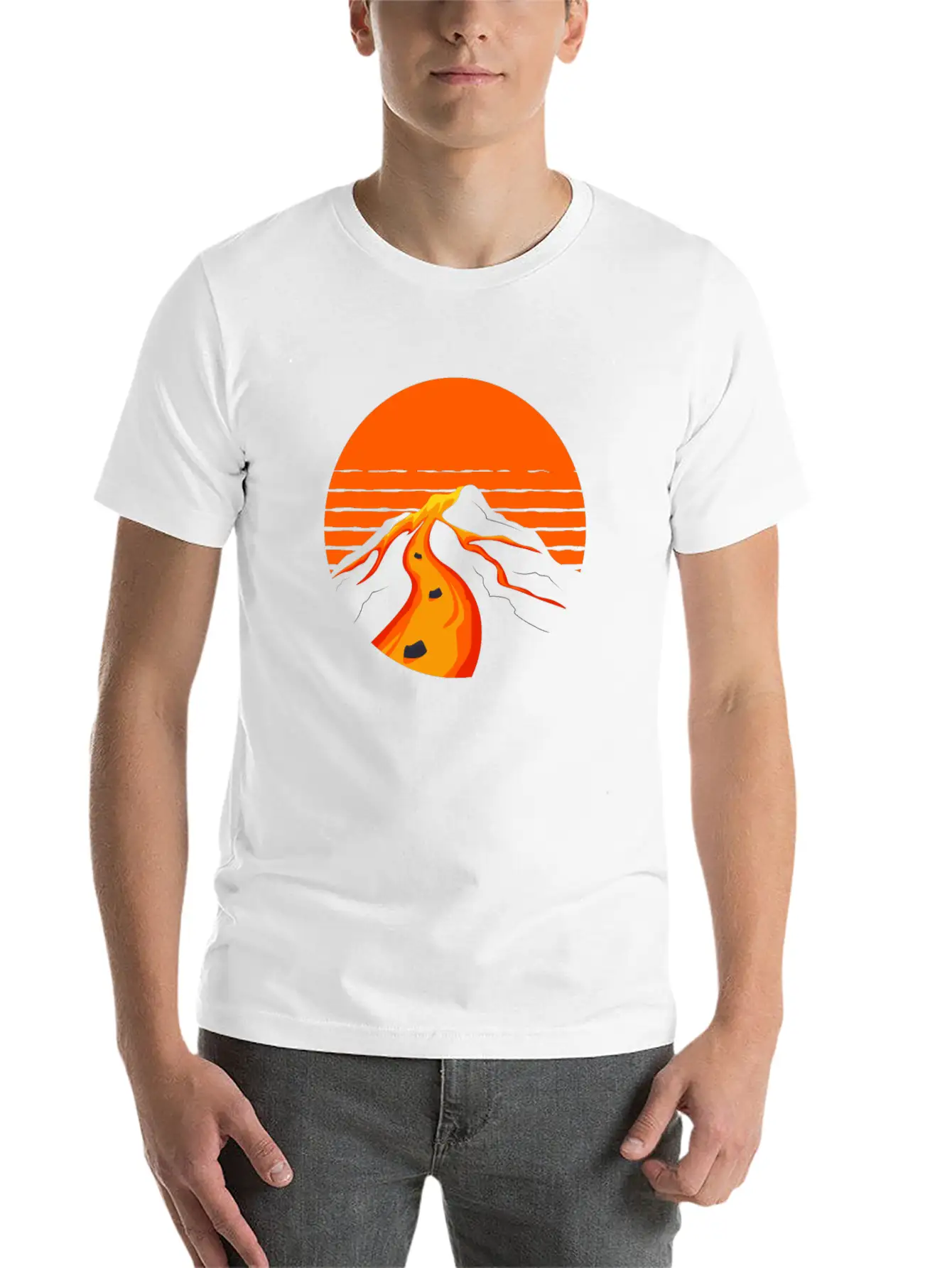 Volcano Geology Nature Illustration Motif Timeless Short Sleeve Tee – Comfy And Minimalist Design