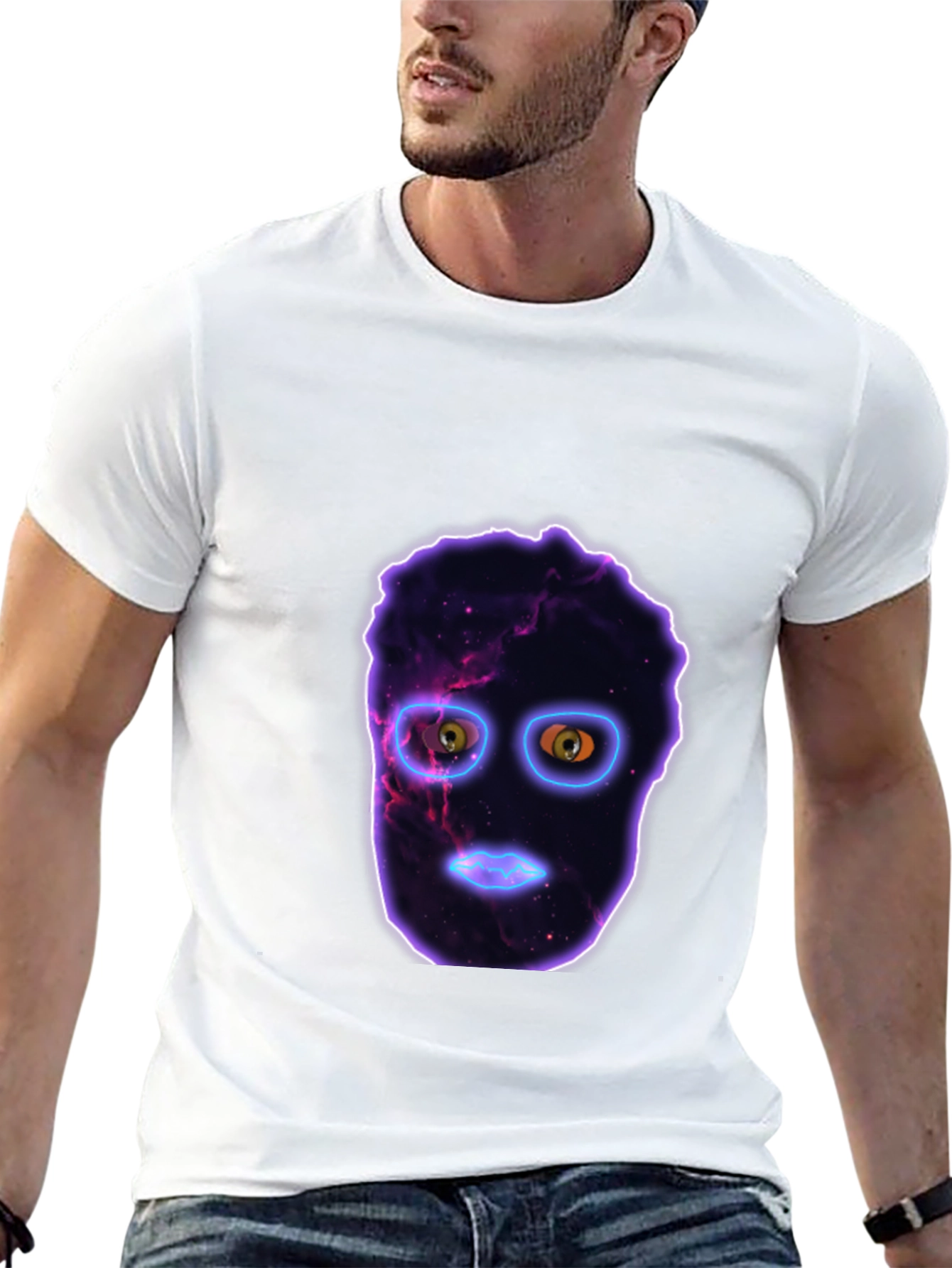 Cosmic Face Black T-Shirt - Unique Graphic Tee