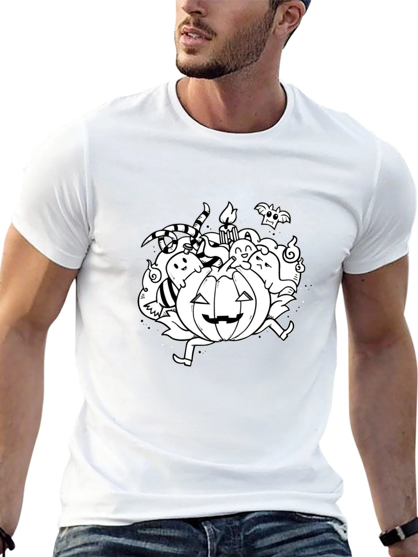 Halloween Pumpkin Doodle Graphic T-Shirt
