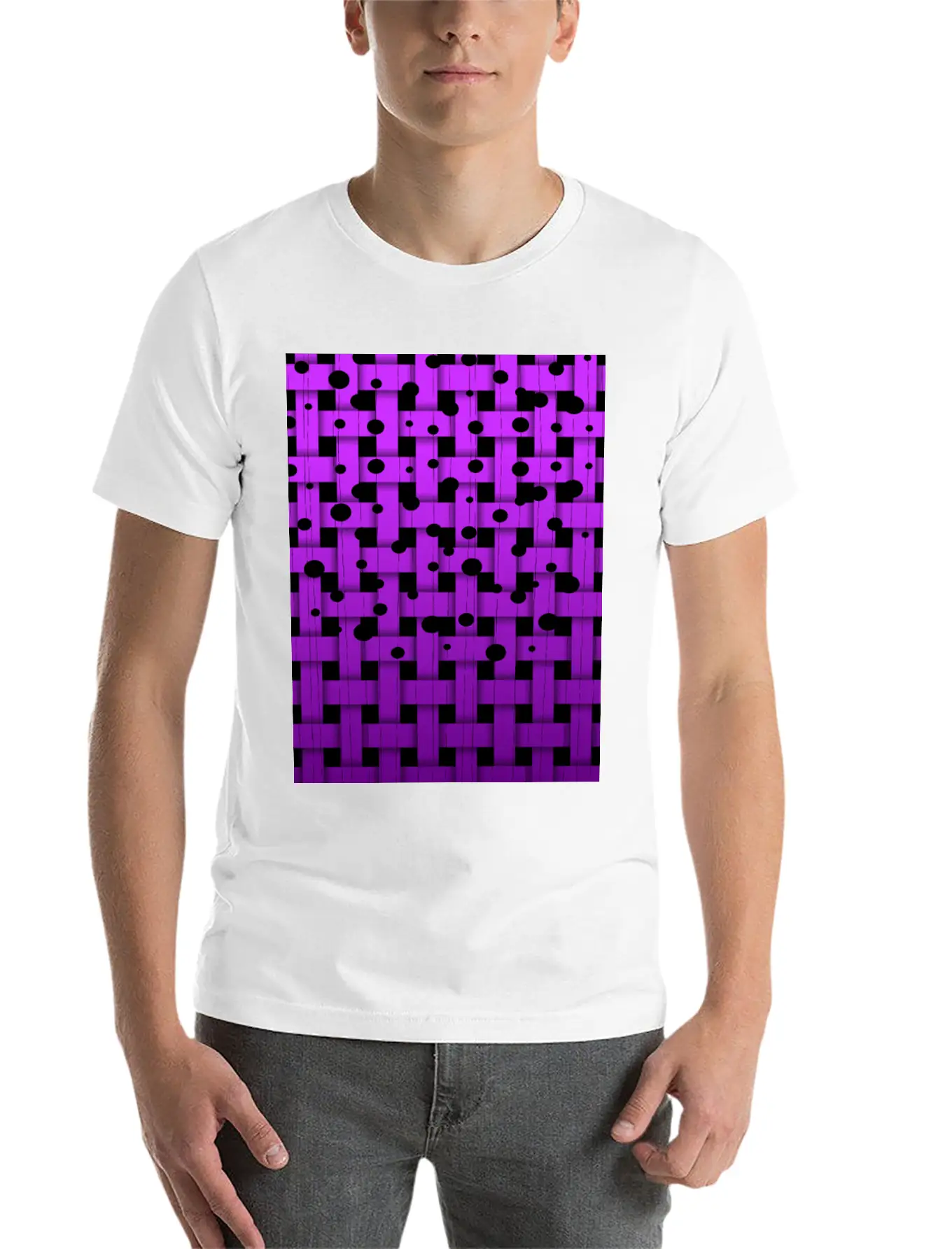 Waeaved Bubbles, Strings At Purple Background 3d Unisex Short Sleeve Soft Cotton T-Shirt – Casual Everyday Wear