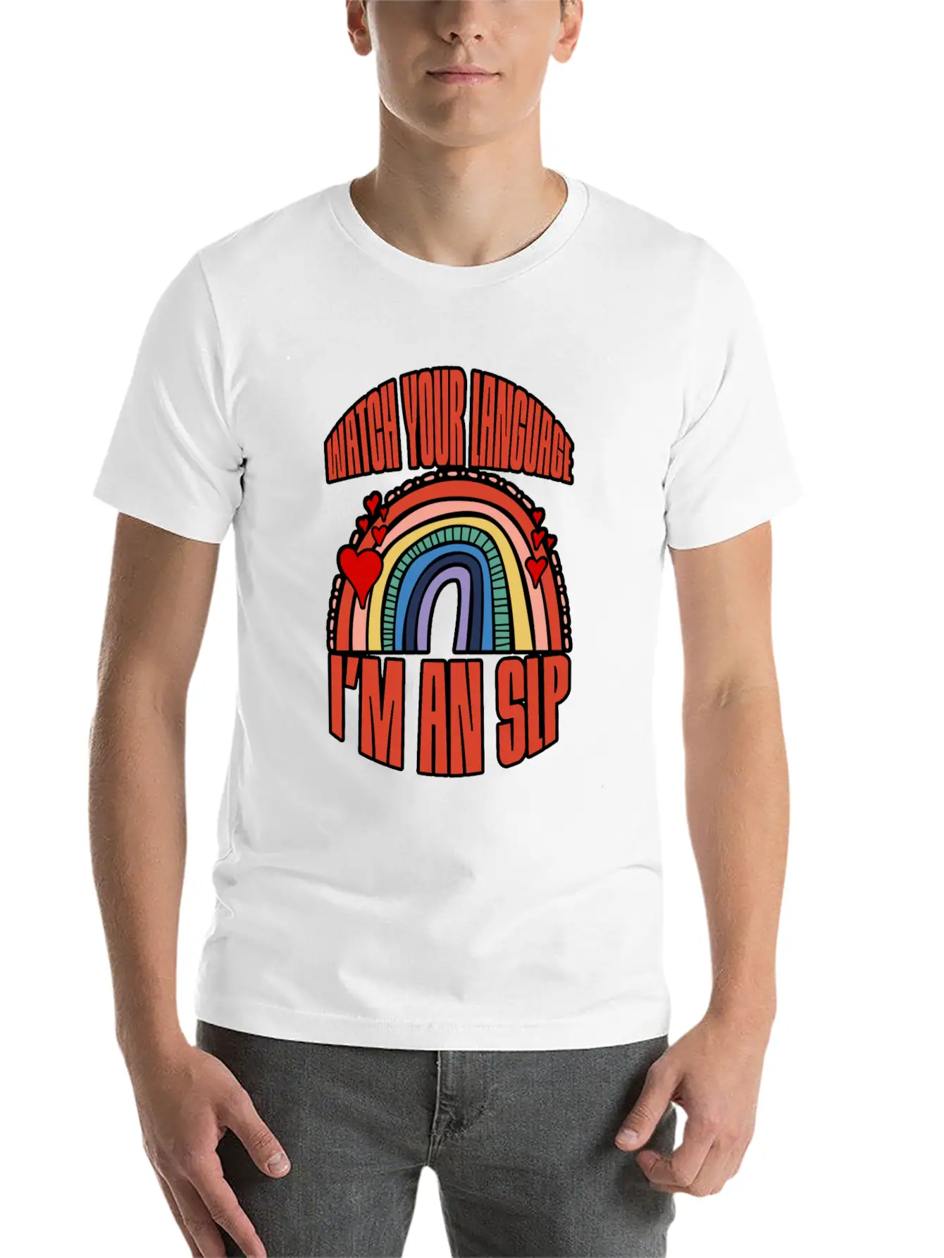 Watch Your Language I'm An Slp 3 Unisex Short Sleeve Soft Cotton T-Shirt – Casual Everyday Wear