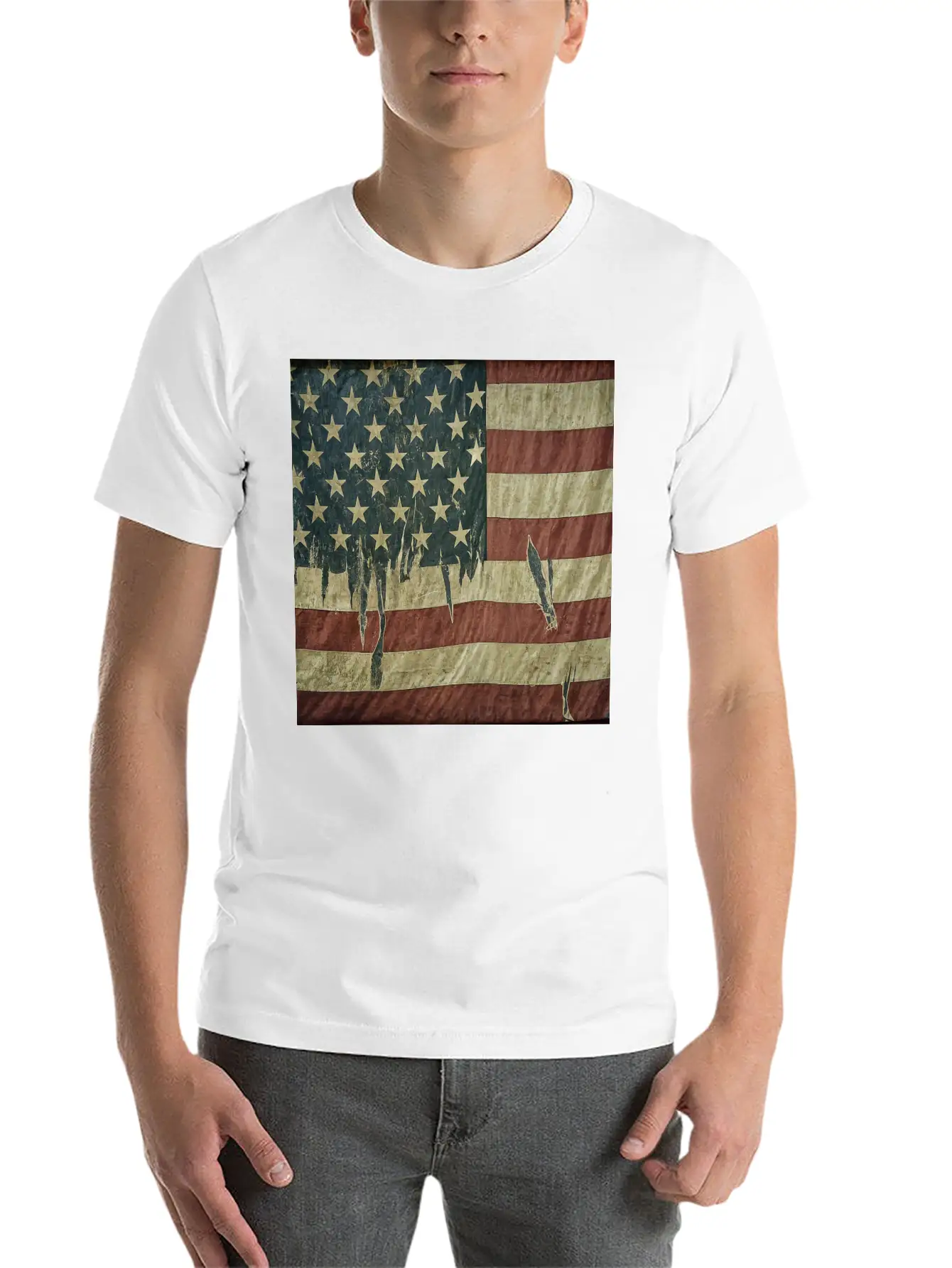 Weathered Flag Stylish Everyday T-Shirt – Unisex Basic Cotton Tee