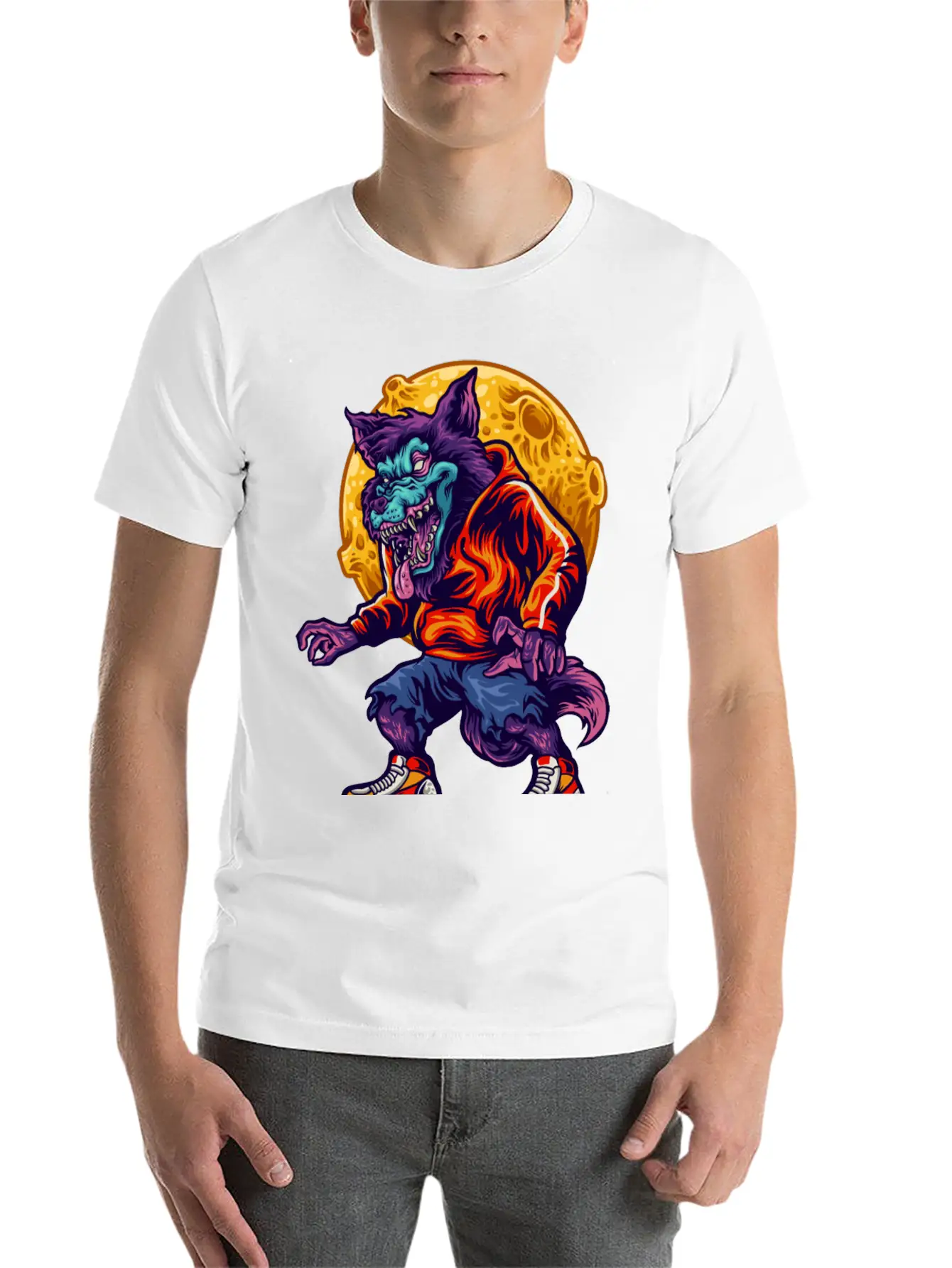Werewolf Moon Purple Wolf Full Moon Human Hungry Timeless Short Sleeve Tee – Comfy And Minimalist Design
