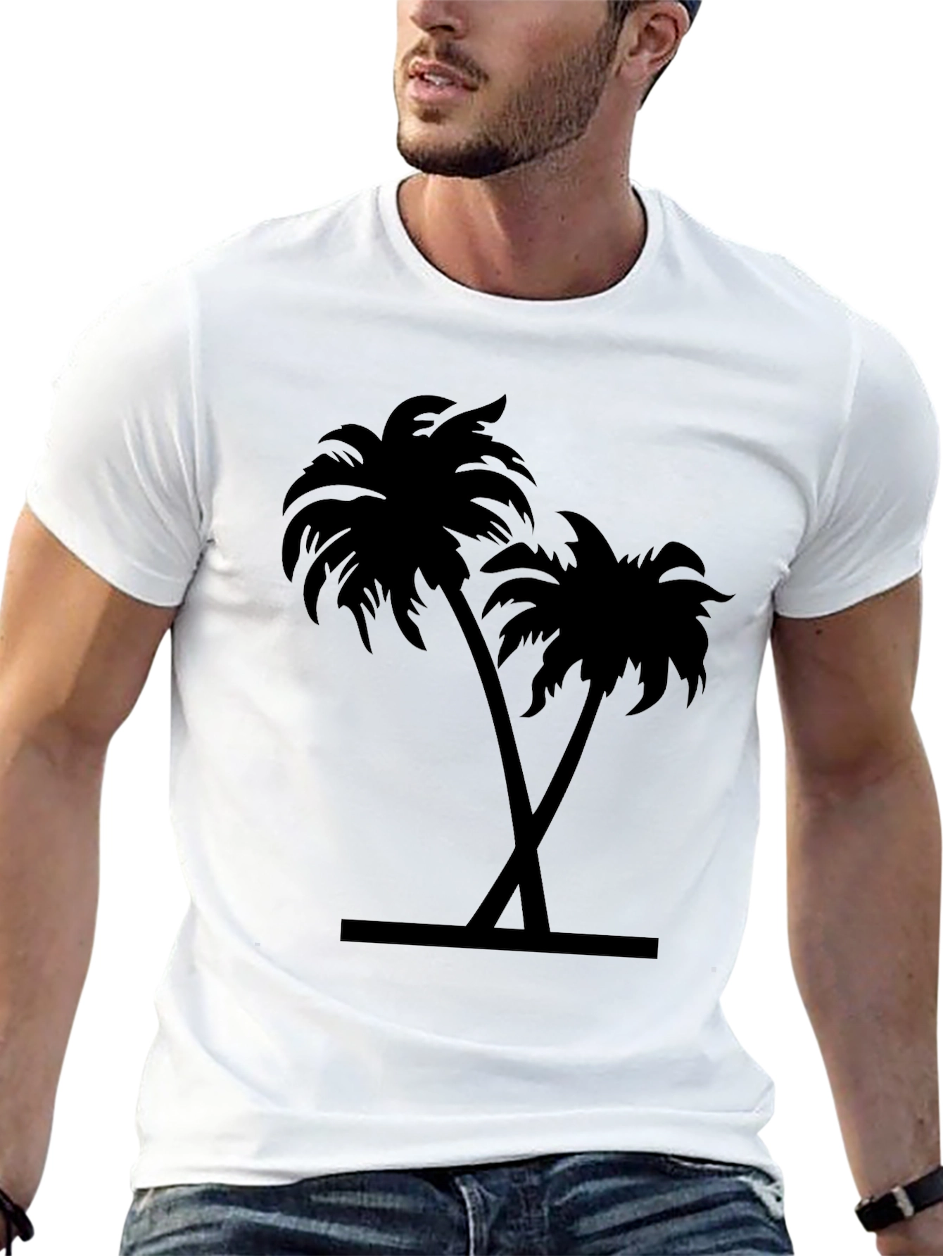 Black Palm Tree Graphic Tee - Tropical Vibe Shirt