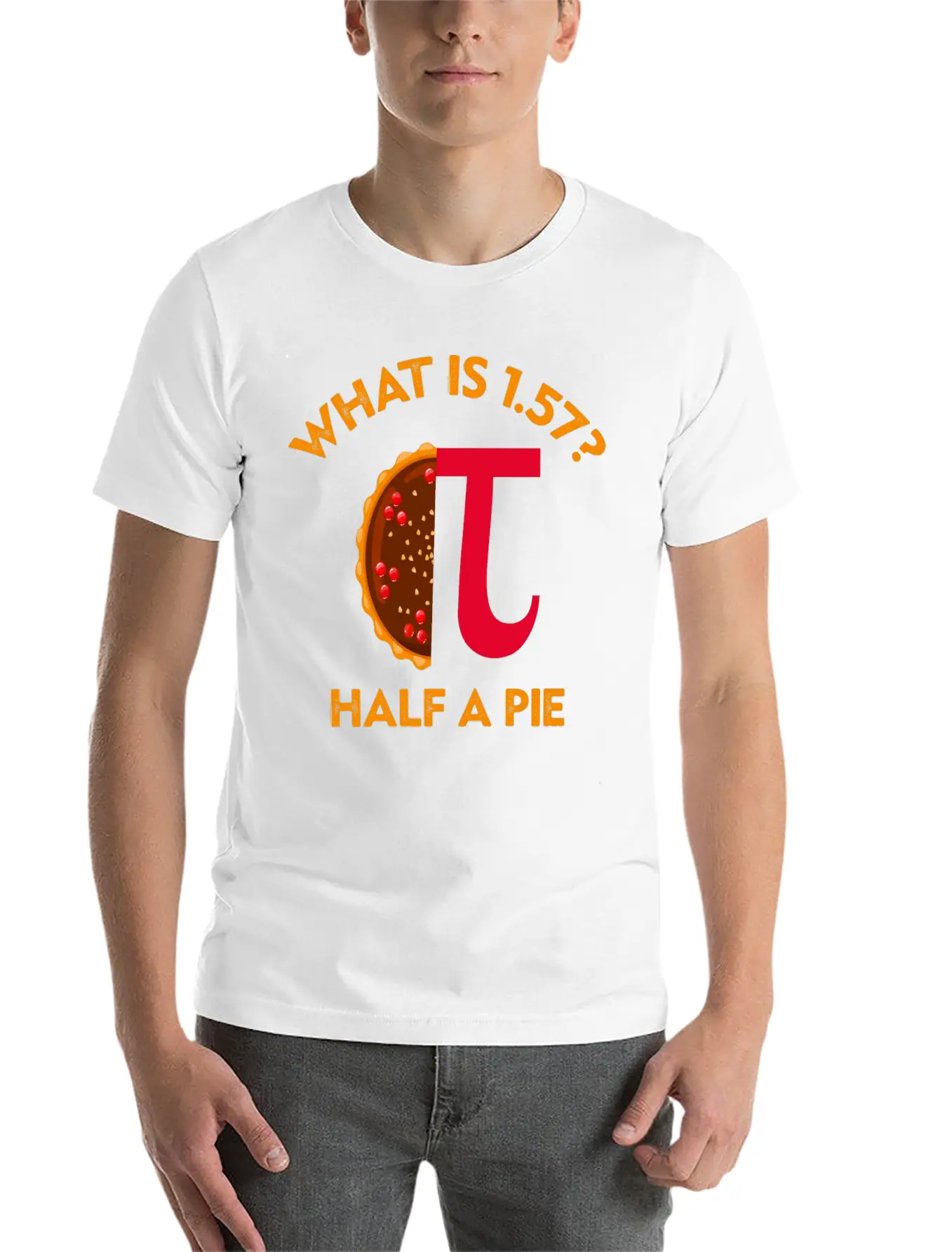 What Is 1. 57? Half A Pie Circle Number Unisex Short Sleeve Soft Cotton T-Shirt – Casual Everyday Wear