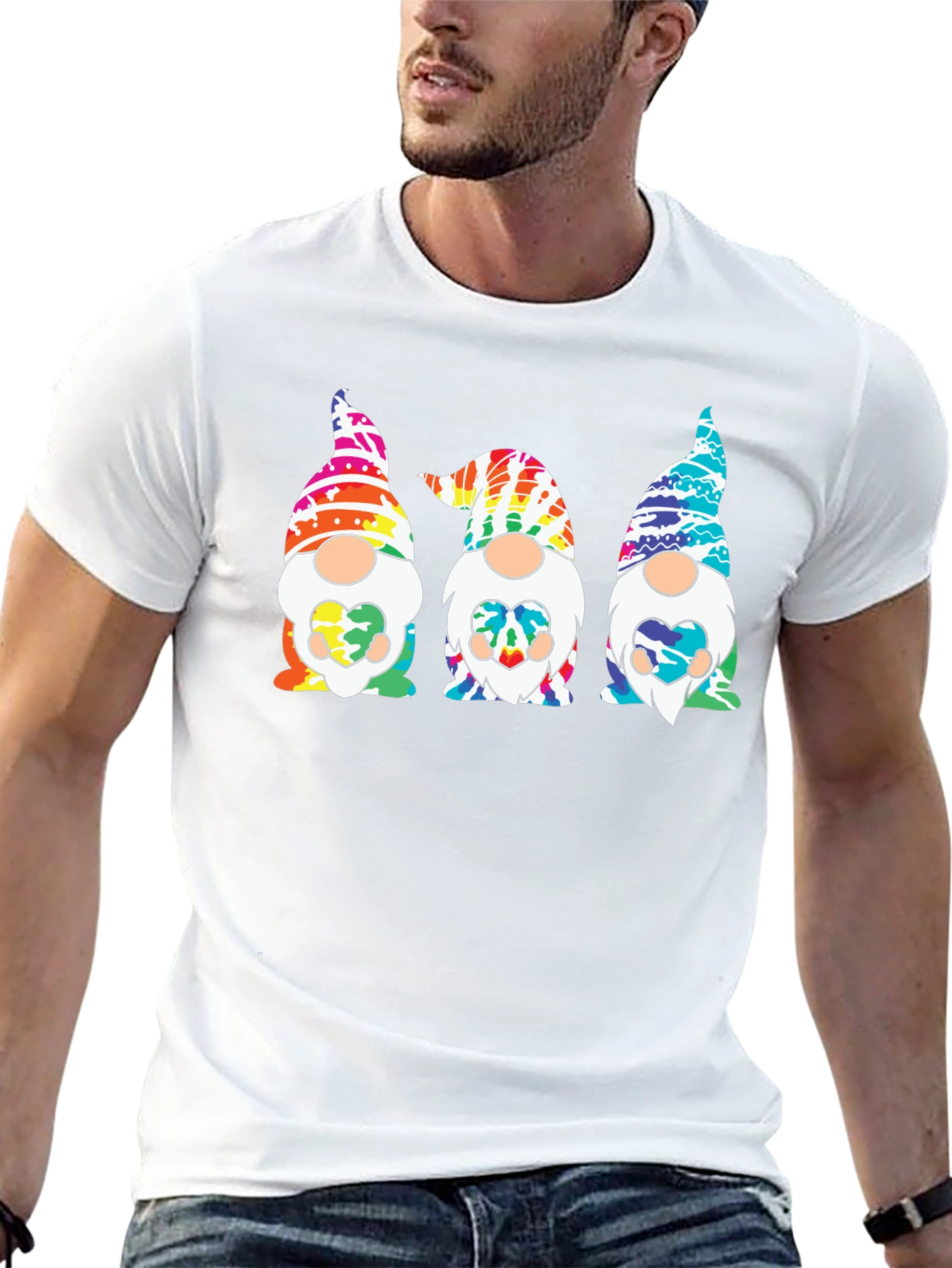 Tie-Dye Gnome Graphic Tee - Unisex Black T-Shirt