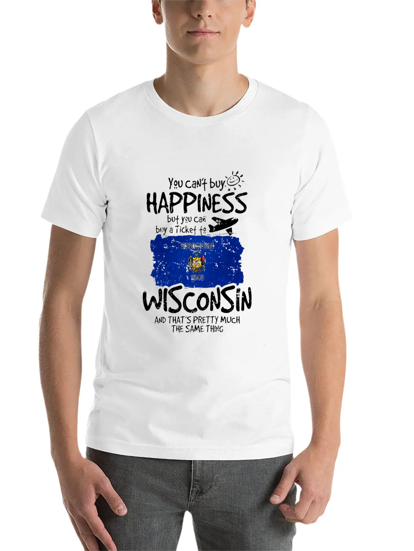 Wisconsin Unisex Short Sleeve Soft Cotton T-Shirt – Casual Everyday Wear