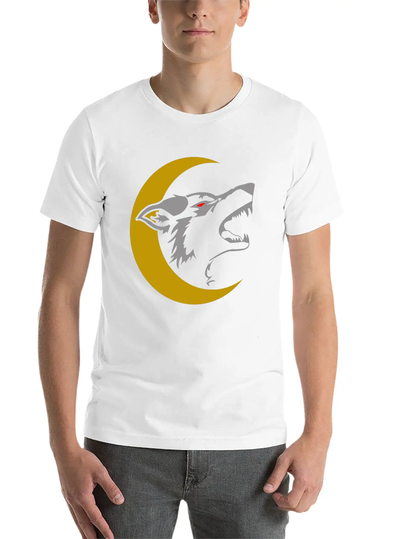 Wolf And Moon Unisex Short Sleeve Soft Cotton T-Shirt – Casual Everyday Wear