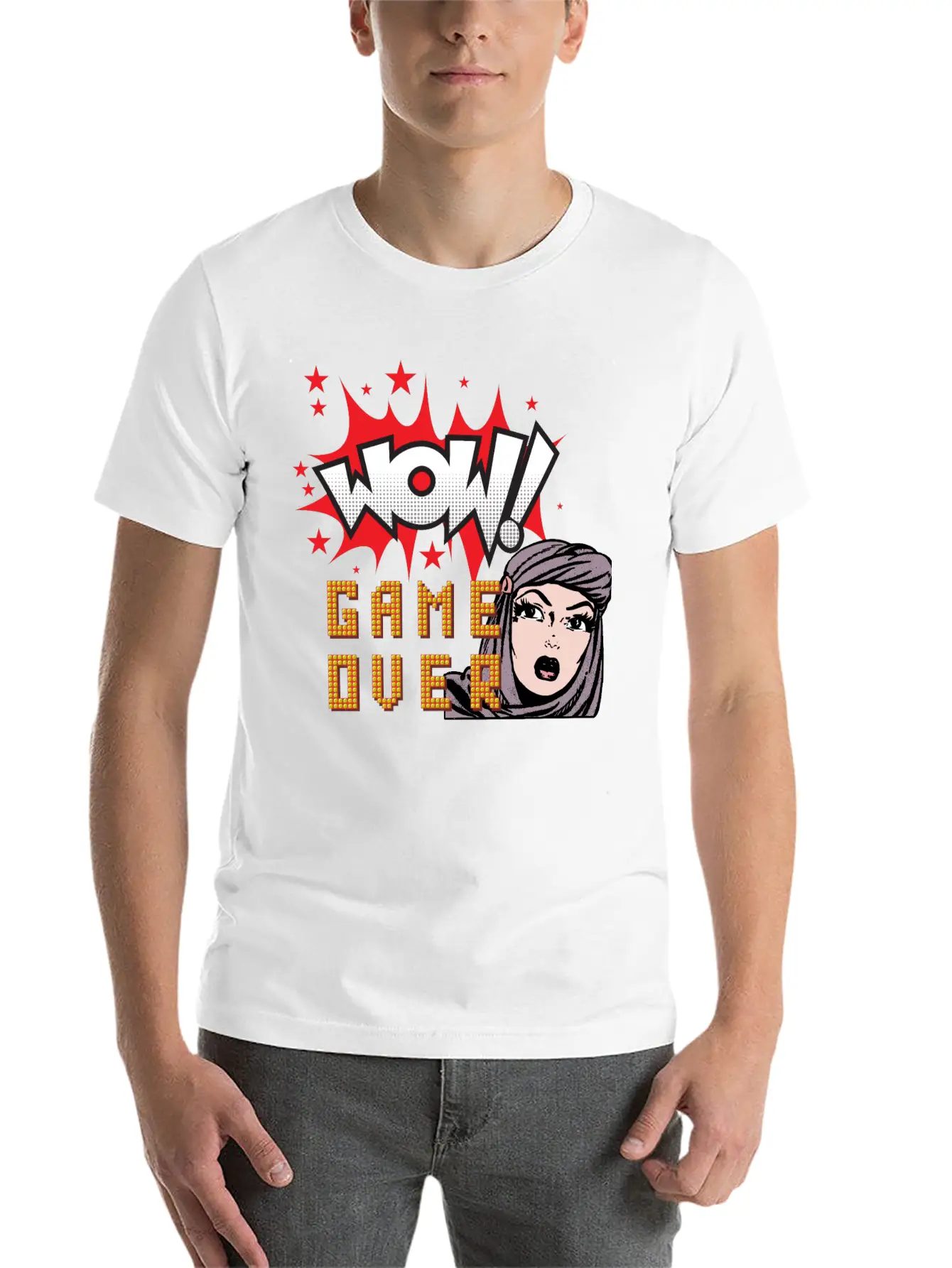 WOW! GAME OVER RETRO Unisex Casual T-Shirt – Clean Design For Daily Comfort