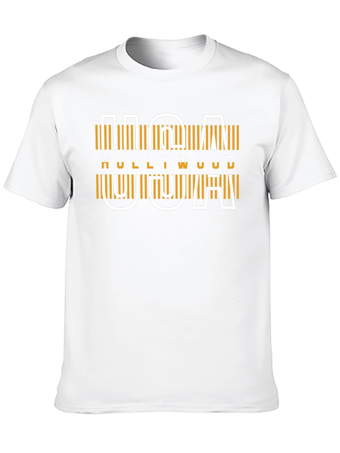 USA Hollywood Graphic Tee - Modern Design Black T-Shirt