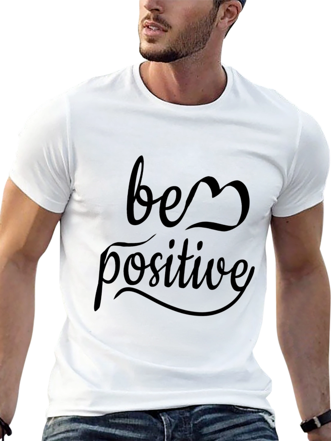 Be Positive Black Graphic Tee - Inspirational Mens T-Shirt