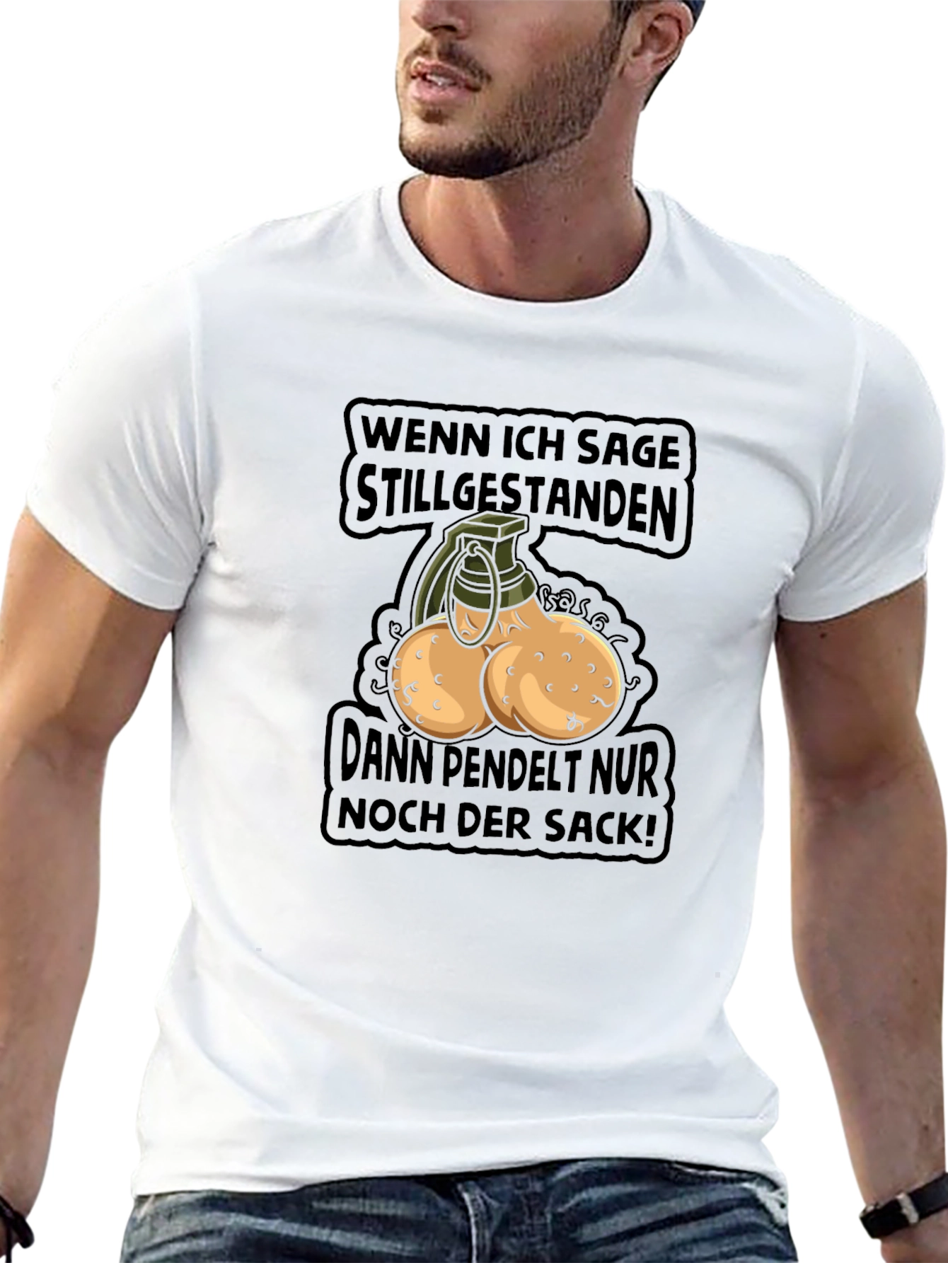 Humorous Sack Grenade Graphic T-Shirt