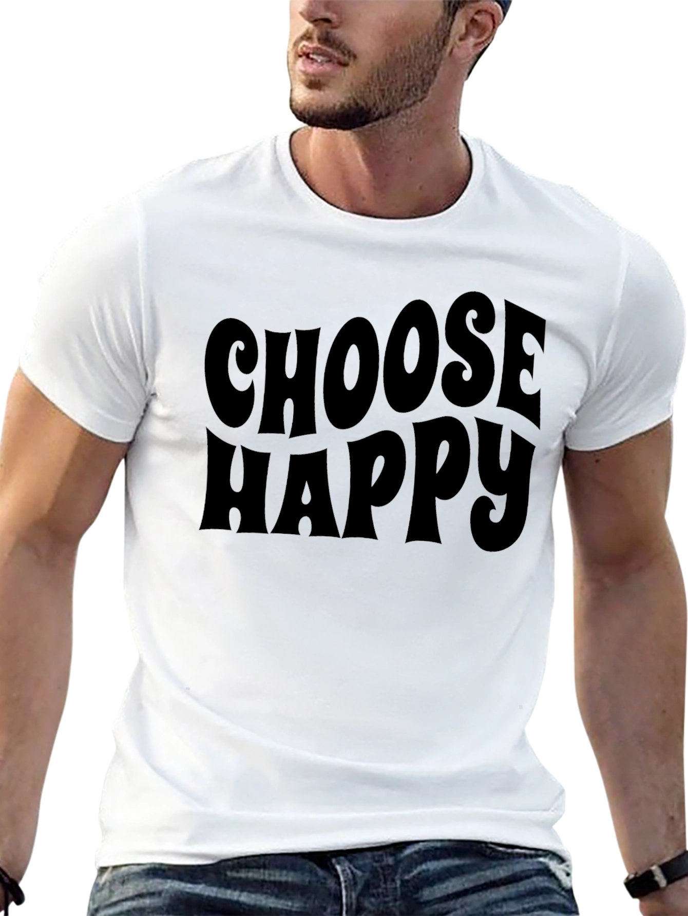 Choose Happy Graphic Tee - Retro Style