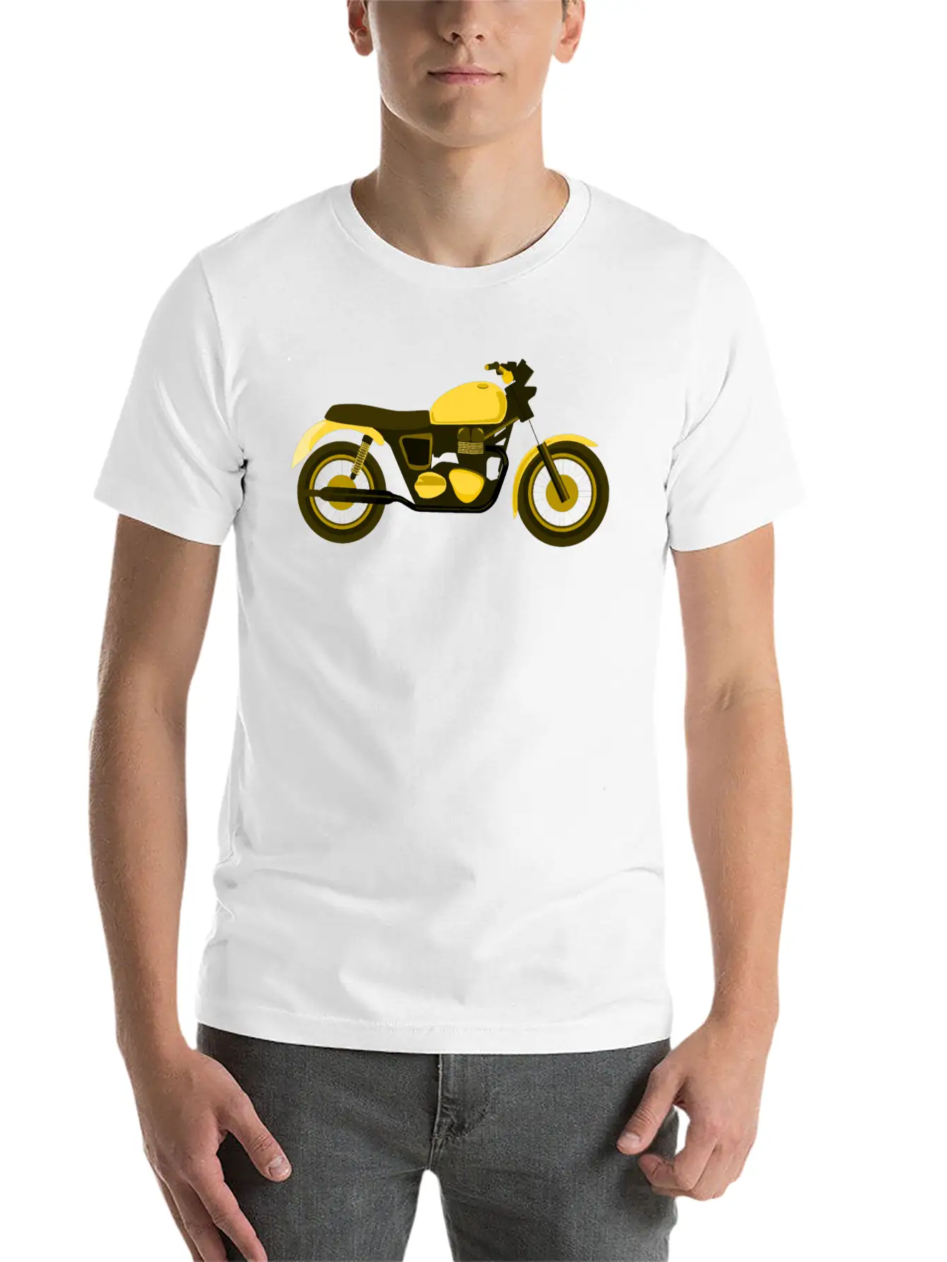 Yellow Motorcycle Comfortable Minimalist Graphic Tee – Summer Style Essential
