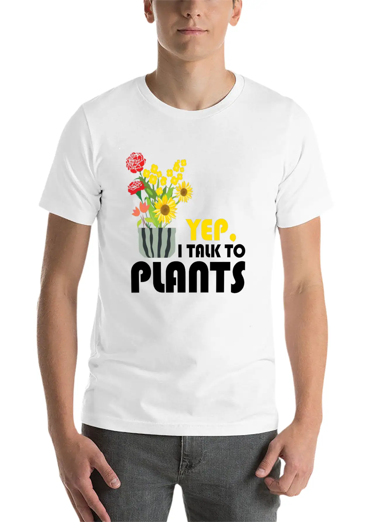 Yep I Talk To Plants Gardener Gardening Funny Gift Unisex Short Sleeve Soft Cotton T-Shirt – Casual Everyday Wear