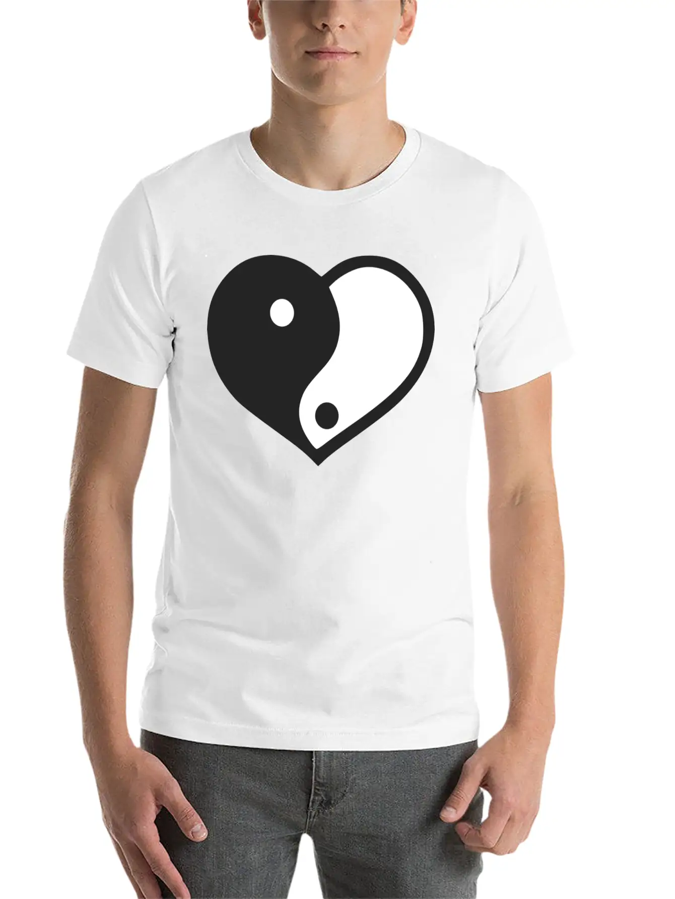 Yin Yang Heart Stylish Everyday T-Shirt – Unisex Basic Cotton Tee