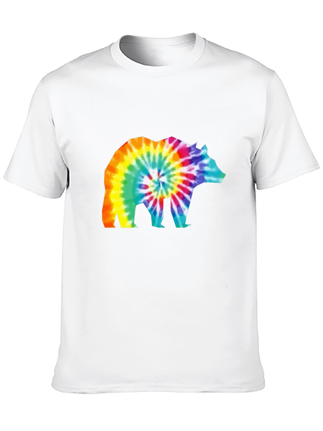 Tie-Dye Bear Graphic T-Shirt - Black Cotton Tee