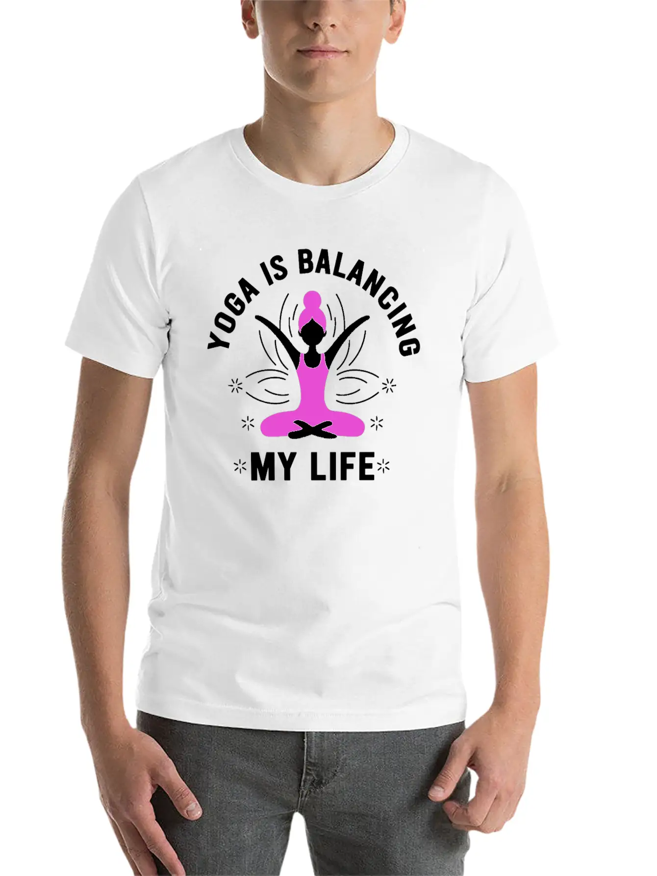 Yoga Is Balancing My Life Unisex Short Sleeve Soft Cotton T-Shirt – Casual Everyday Wear