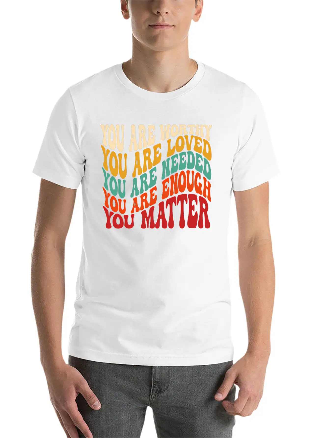 You Matter Kindness Be Kind Groovy Tal Health Awar Stylish Everyday T-Shirt – Unisex Basic Cotton Tee