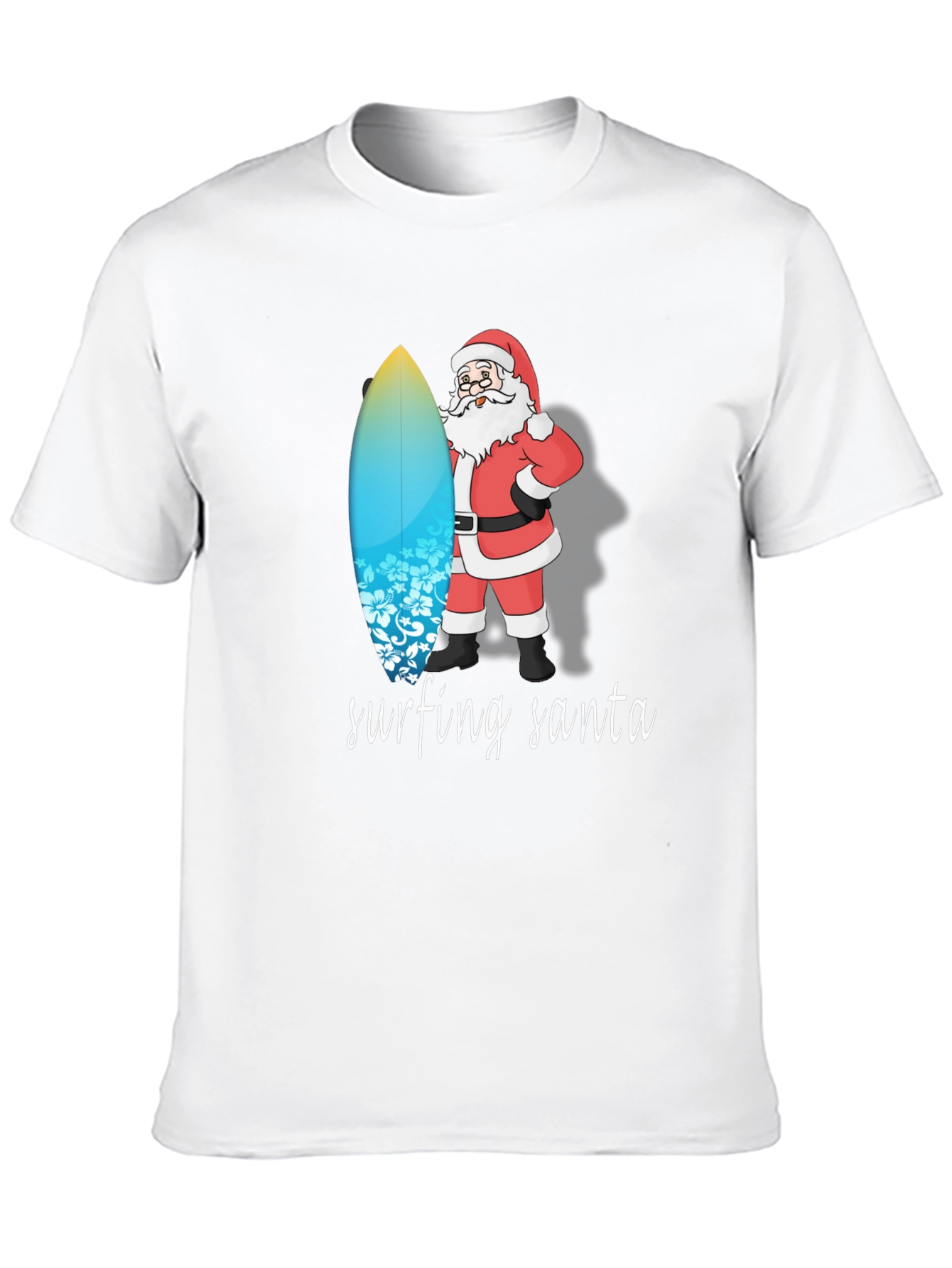 Surfing Santa Black Cotton Tee