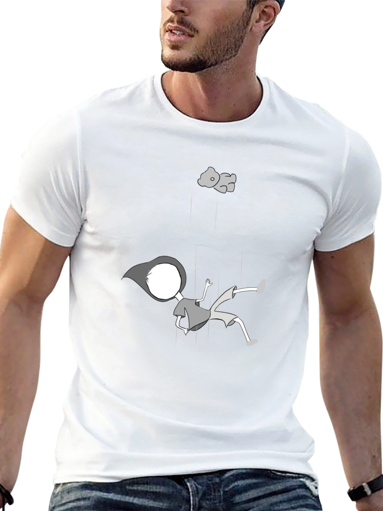 Falling Cartoon Black T-Shirt