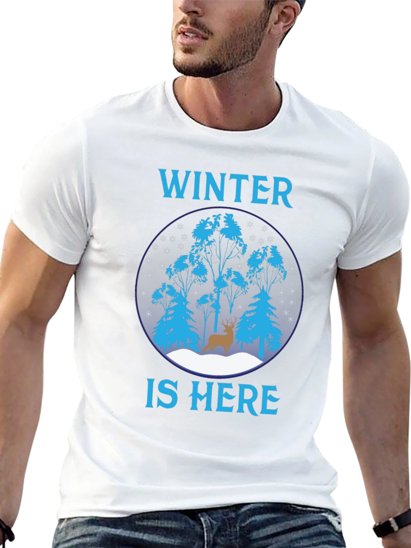 Winter is Here Graphic Tee - Deer Scene