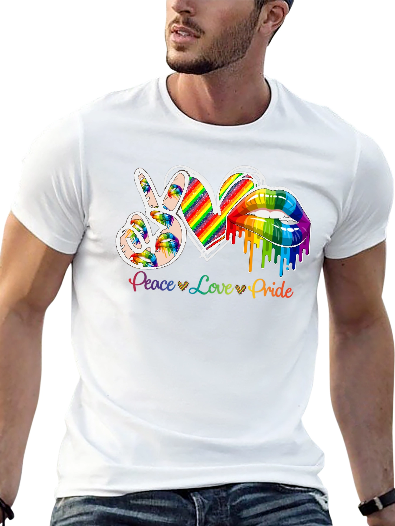Peace Love Pride Rainbow Graphic Tee