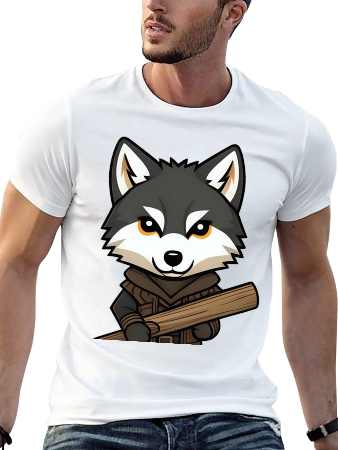 Wolf Lumberjack Cartoon Graphic T-Shirt