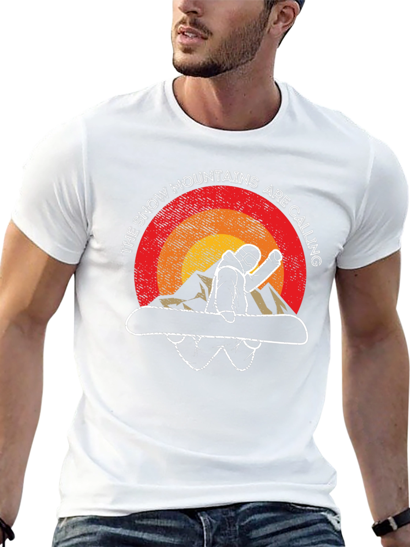 Snow Mountains Calling Black Graphic Tee