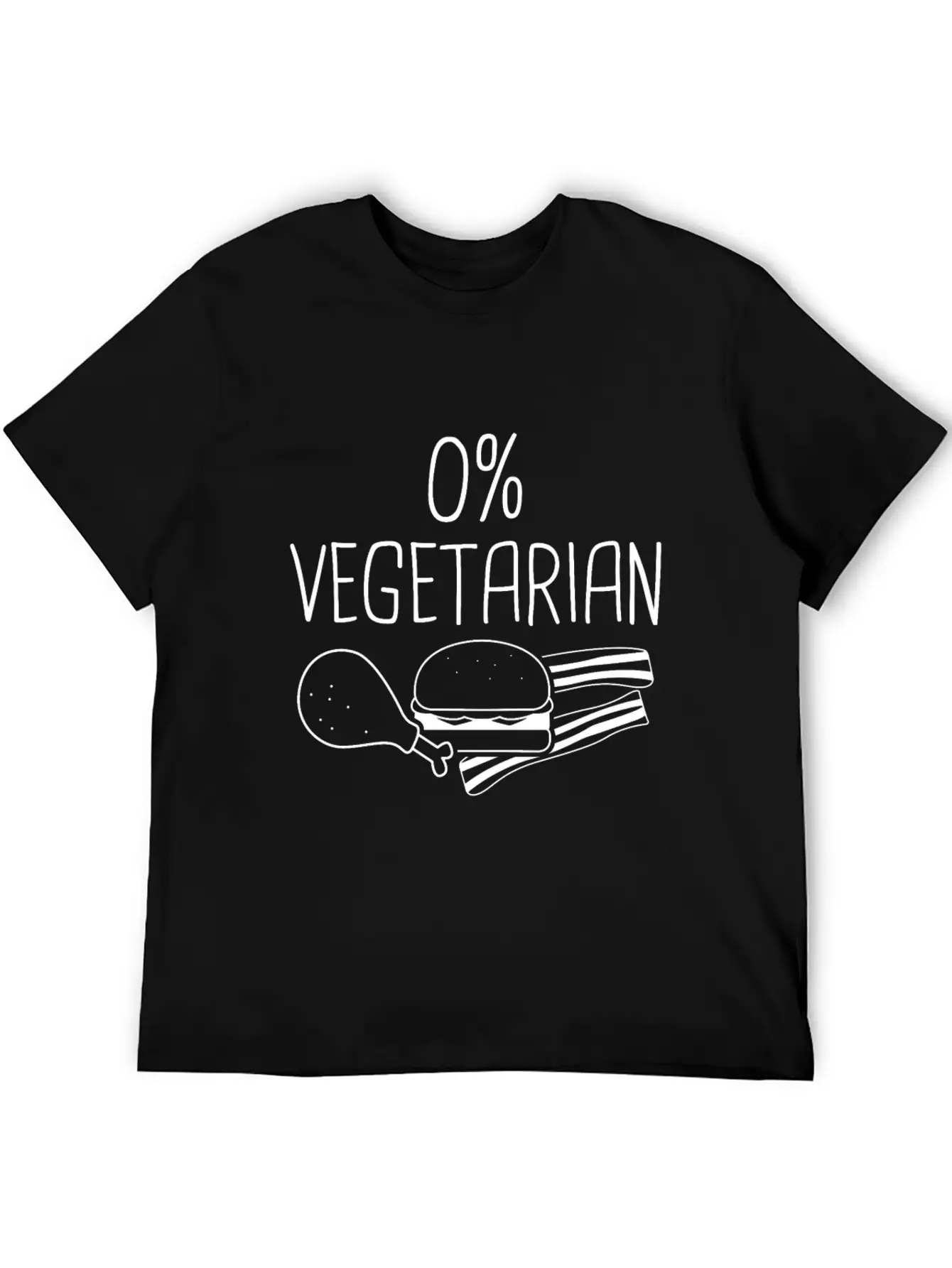 0% Vegetarian - Zero Percent Vegetarian Unisex Short Sleeve Soft Cotton T-Shirt – Casual Everyday Wear
