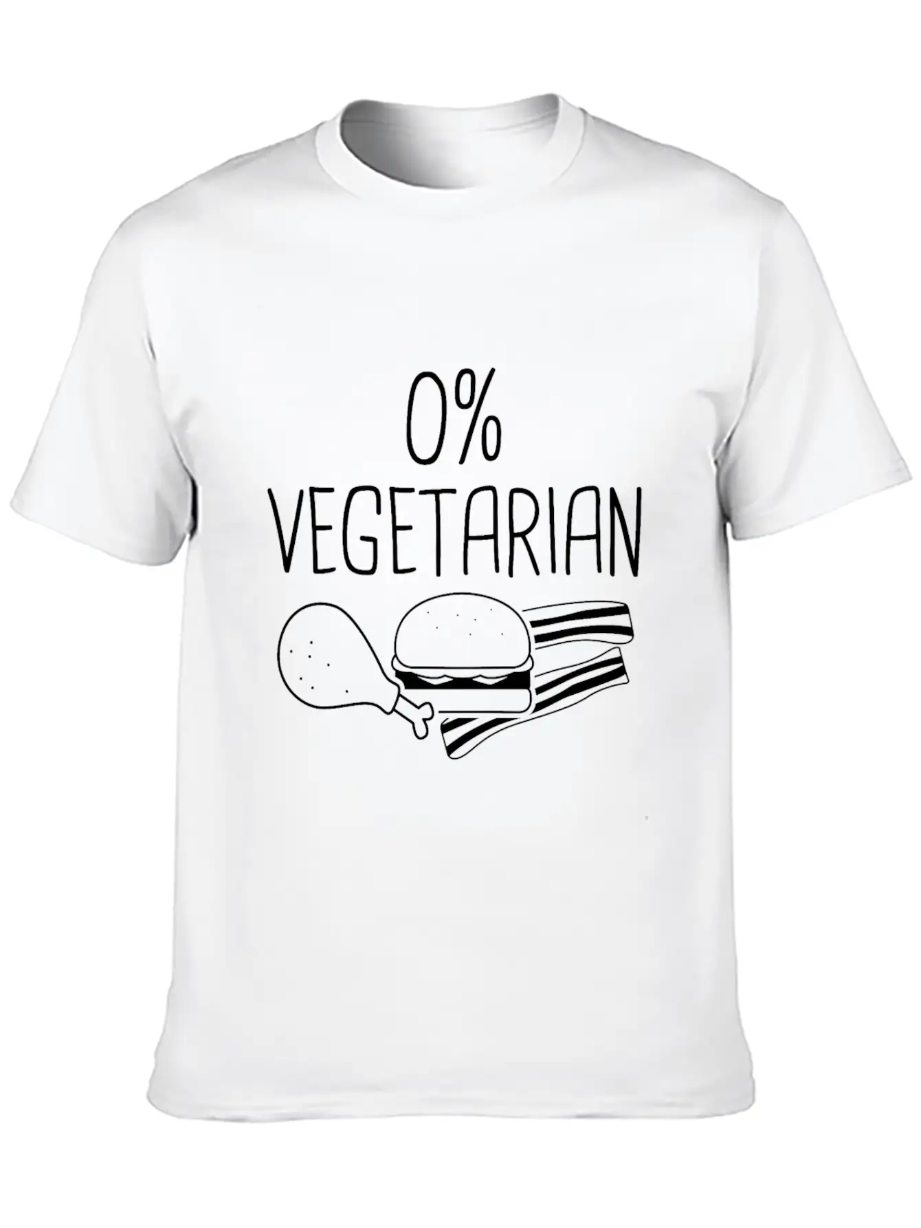 0% Vegetarian - Zero Percent Vegetarian Unisex Short Sleeve Soft Cotton T-Shirt – Casual Everyday Wear