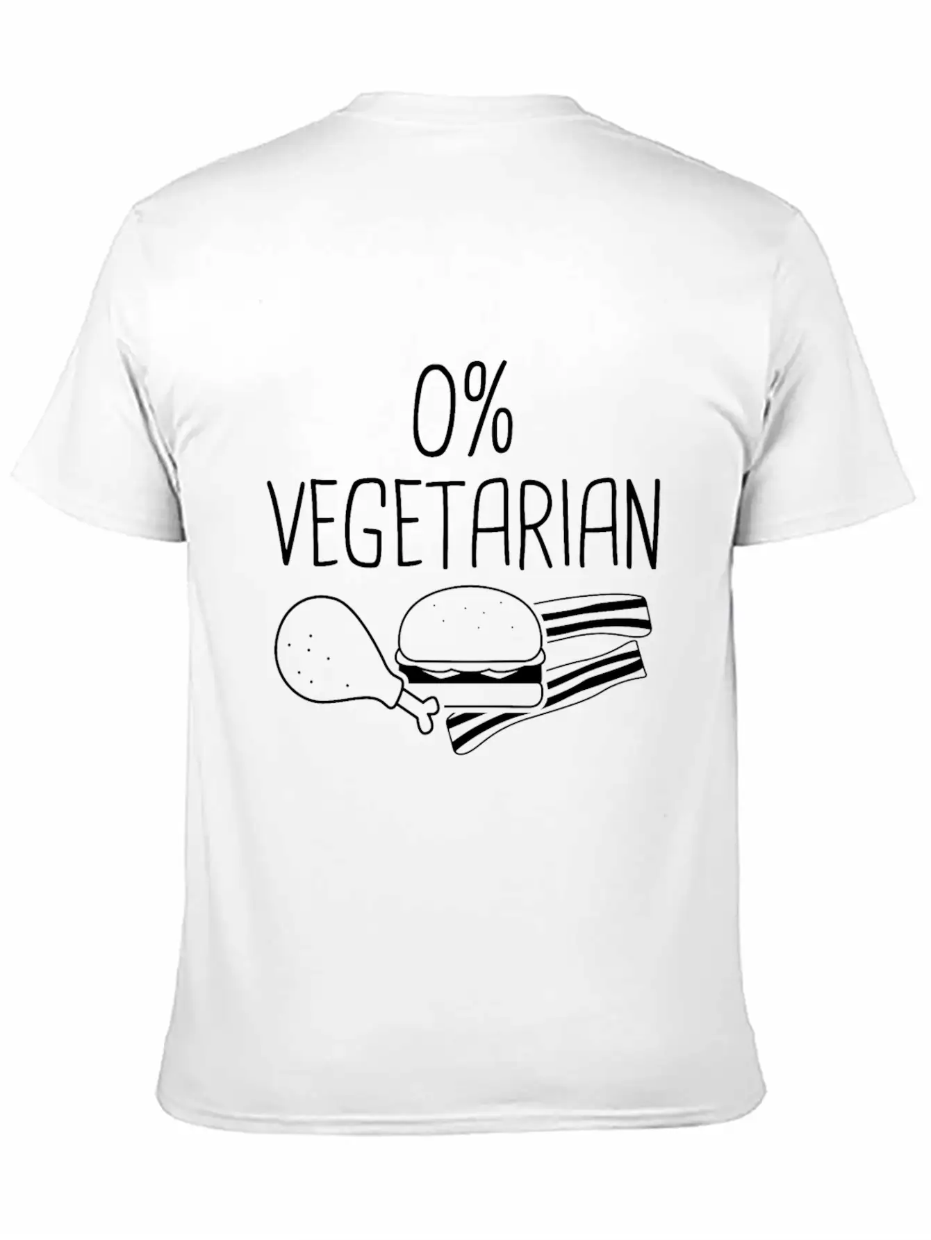 0% Vegetarian - Zero Percent Vegetarian Unisex Short Sleeve Soft Cotton T-Shirt – Casual Everyday Wear