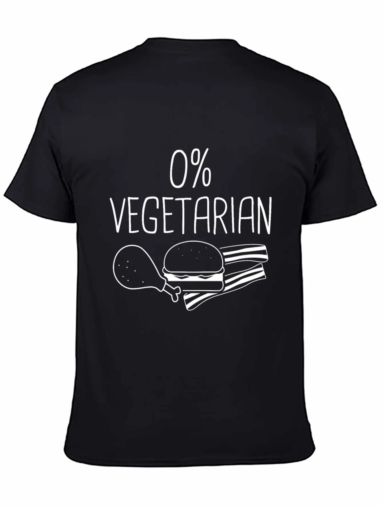 0% Vegetarian - Zero Percent Vegetarian Unisex Short Sleeve Soft Cotton T-Shirt – Casual Everyday Wear